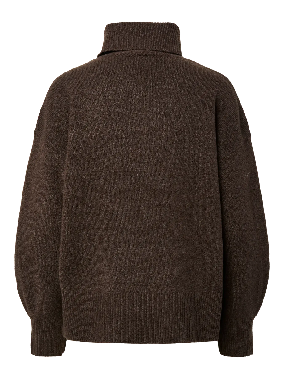 PIECES - MALOU LS ROLLNECK KNIT - HOT FUDGE/MELANGE