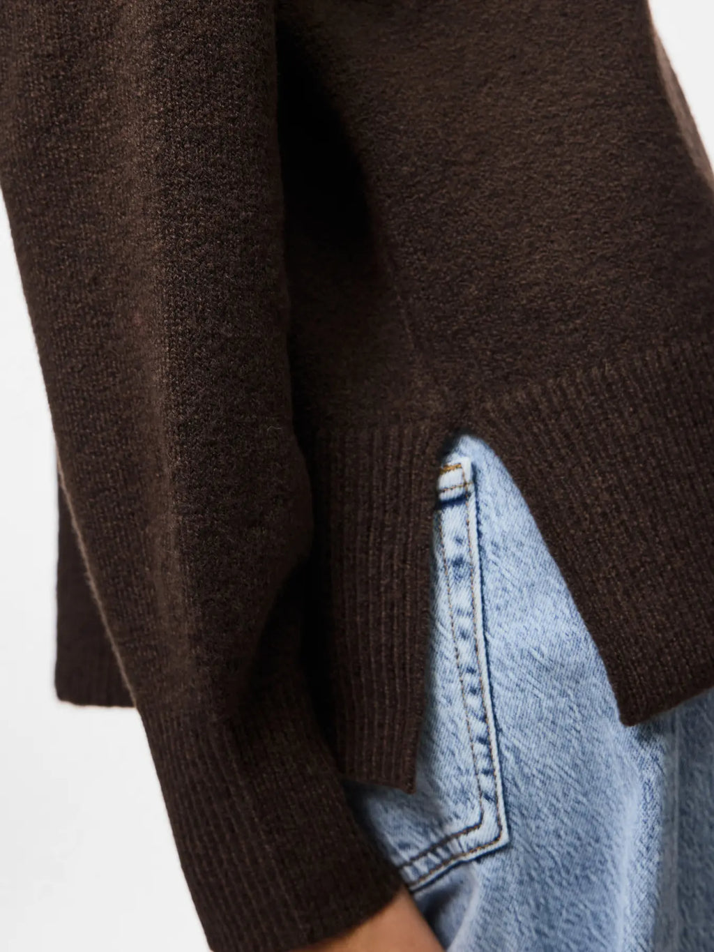 PIECES - MALOU LS ROLLNECK KNIT - HOT FUDGE/MELANGE