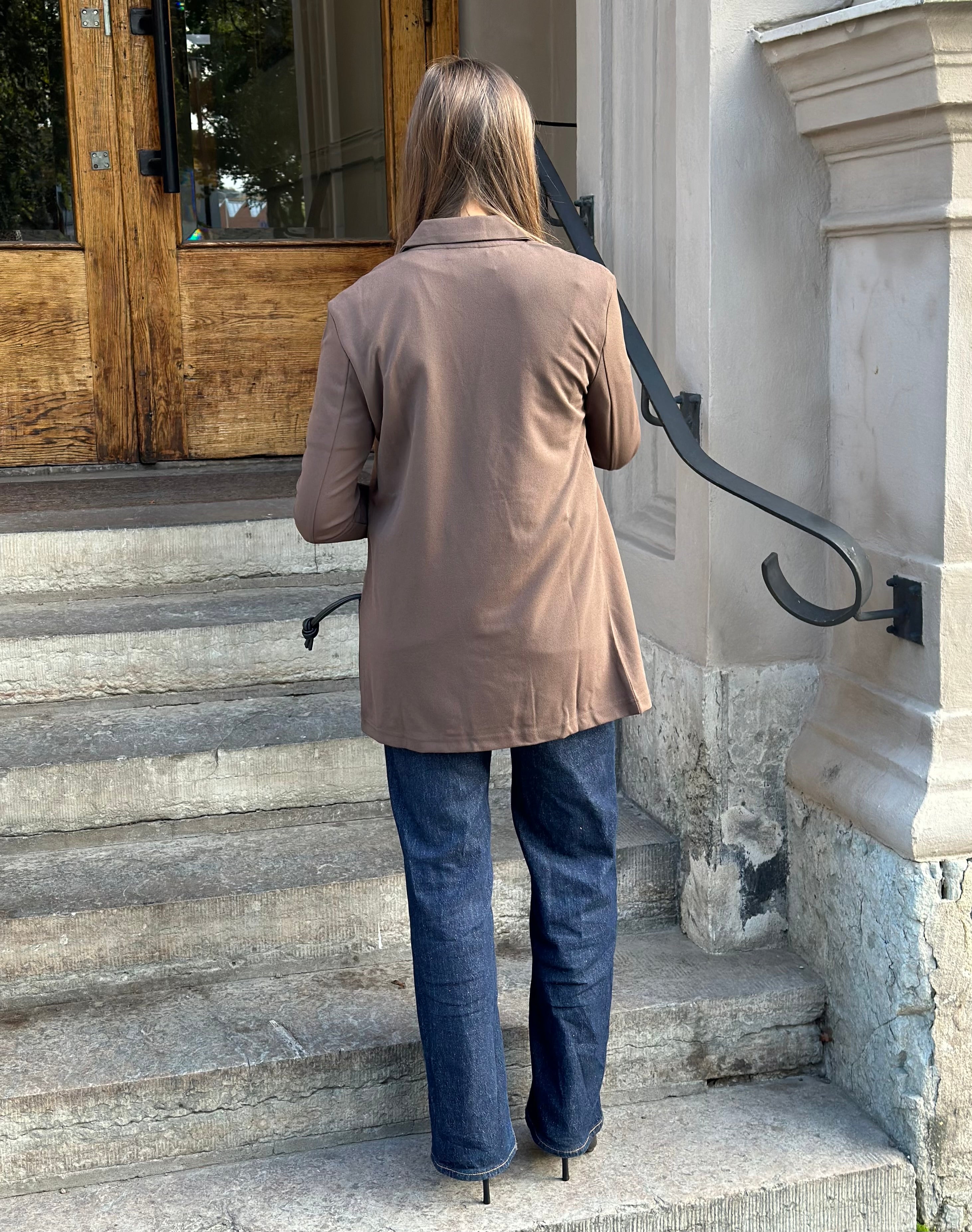 JDY - GEGGO L/S BLAZER - CHOCOLATE BROWN