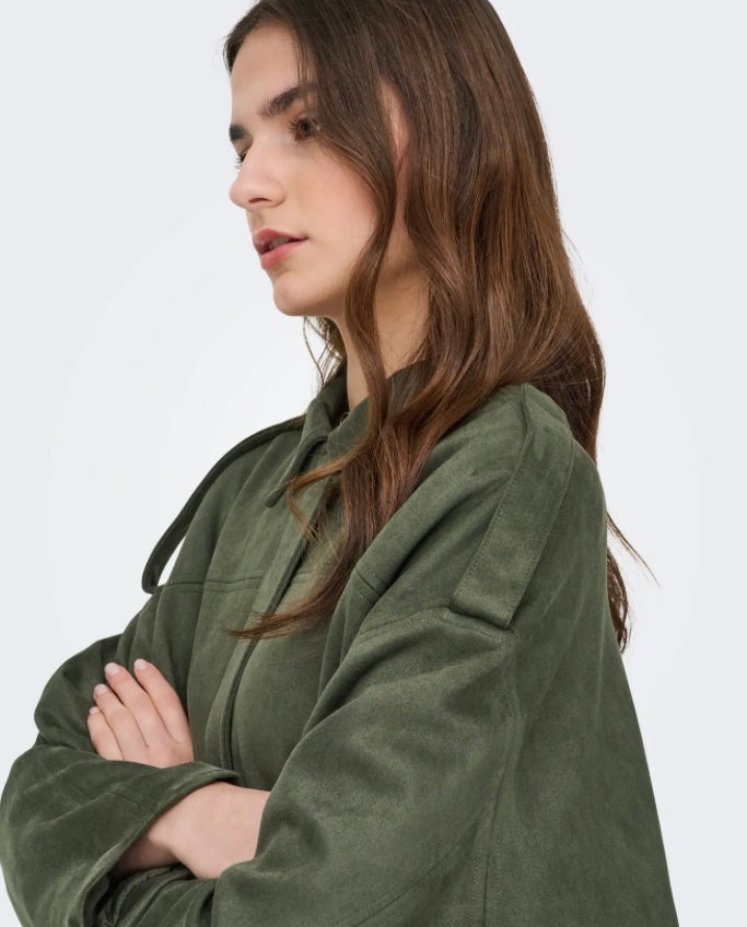 JDY - NIA FAUX SUEDE BAT JACKET - THYME