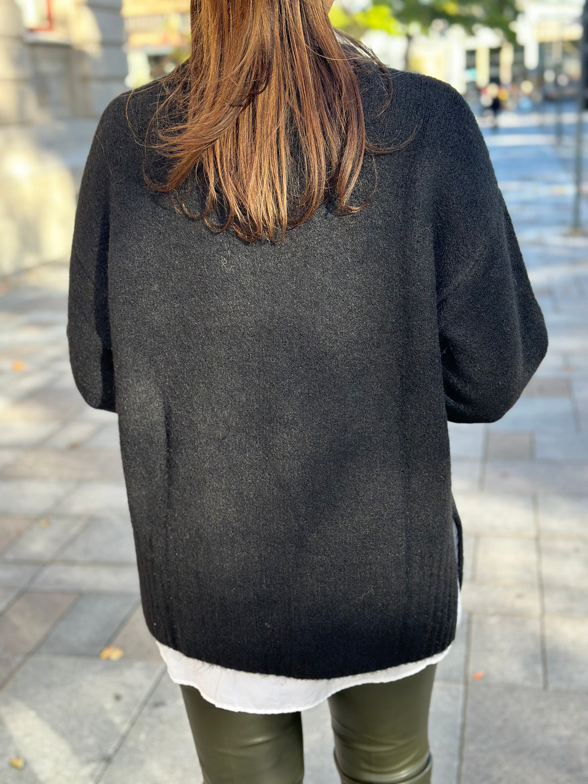 PIECES - TINA L/S O-NECK KNIT - BLACK