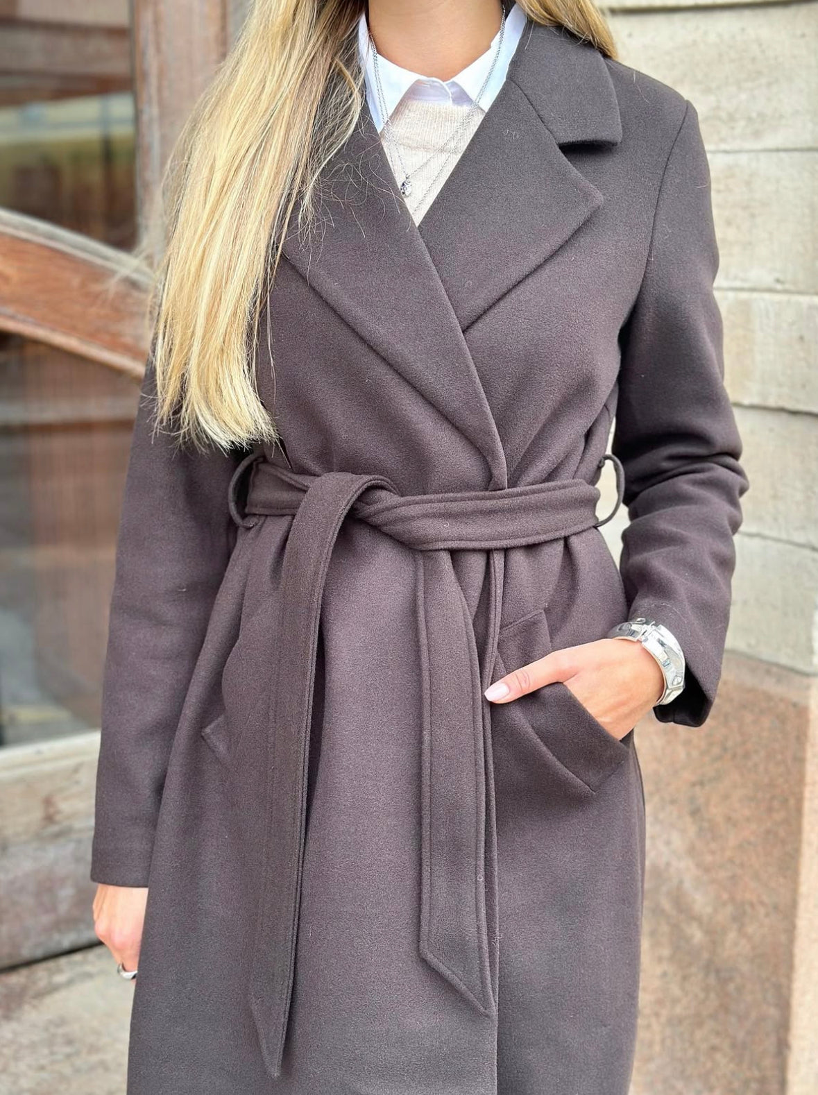VEROMODA - FORTUNEAYA XTRA LONG COAT - CHOCOLATE TORTE