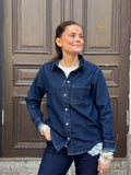PIECES - SILKE LS SHIRT - DARK BLUE DENIM