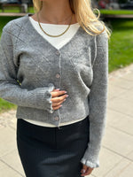 Ladda upp bild till gallerivisning, JDY - LETTY L/S V-NECK STRUC CARDI KNIT - LIGHT GREY MELANGE
