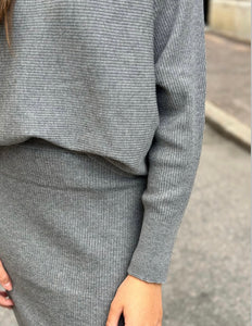 JDY - LIFE LONG SKIRT - MEDIUM GREY MELANGE