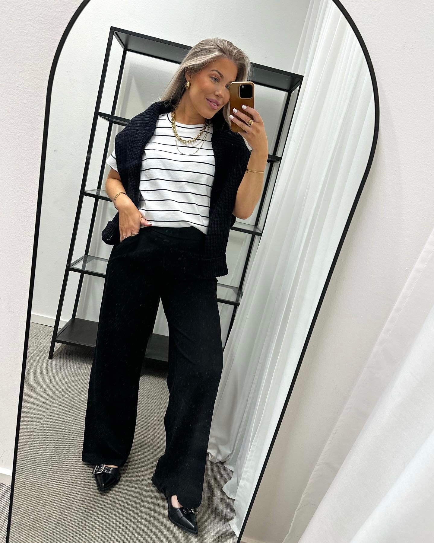 SELECTED FEMME - ESSENTIAL SS STRIPED BOXY TEE - BRIGHT WHITE/BLACK