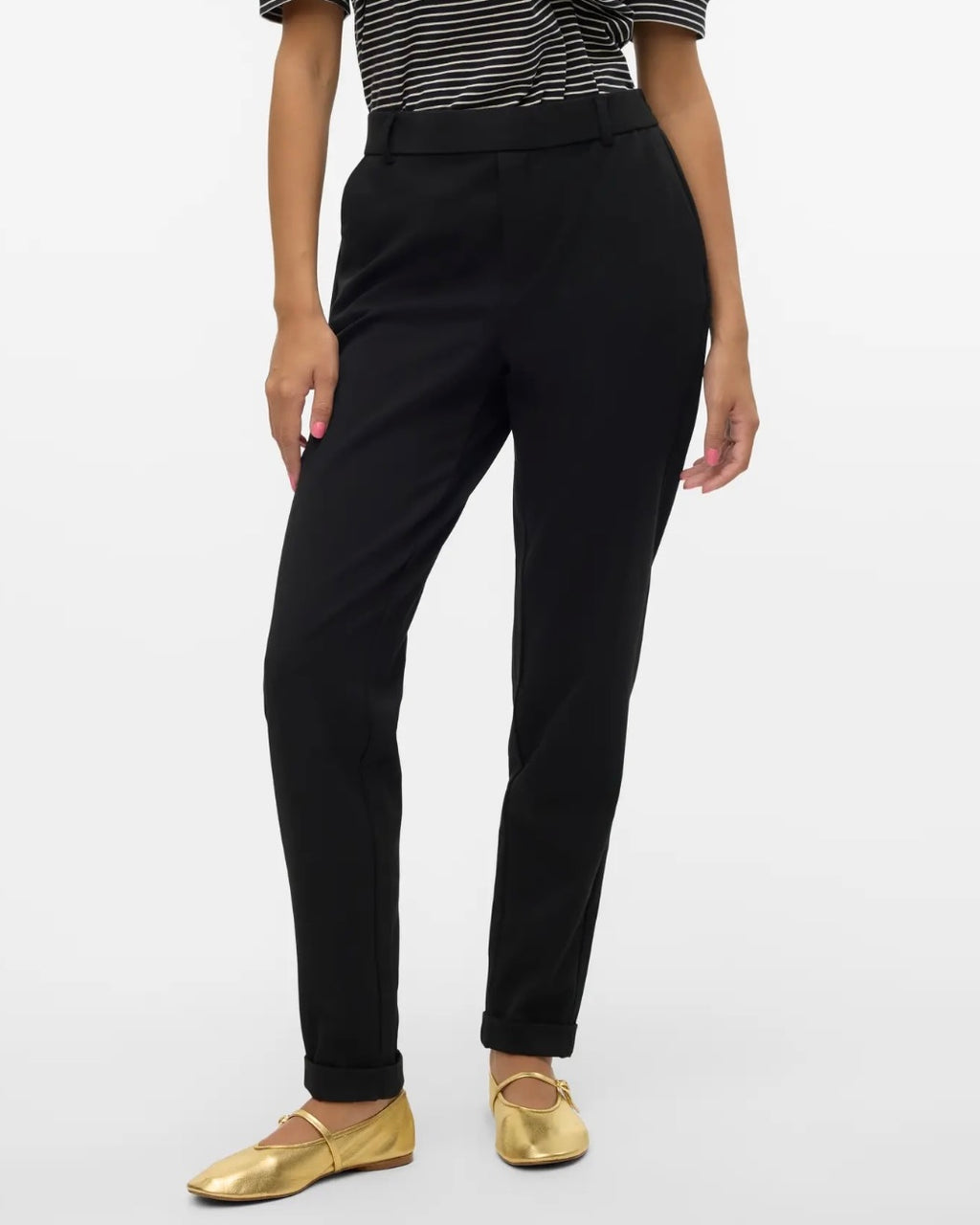 VERO MODA - MAYA MW LOOSE SOLID PANT - BLACK