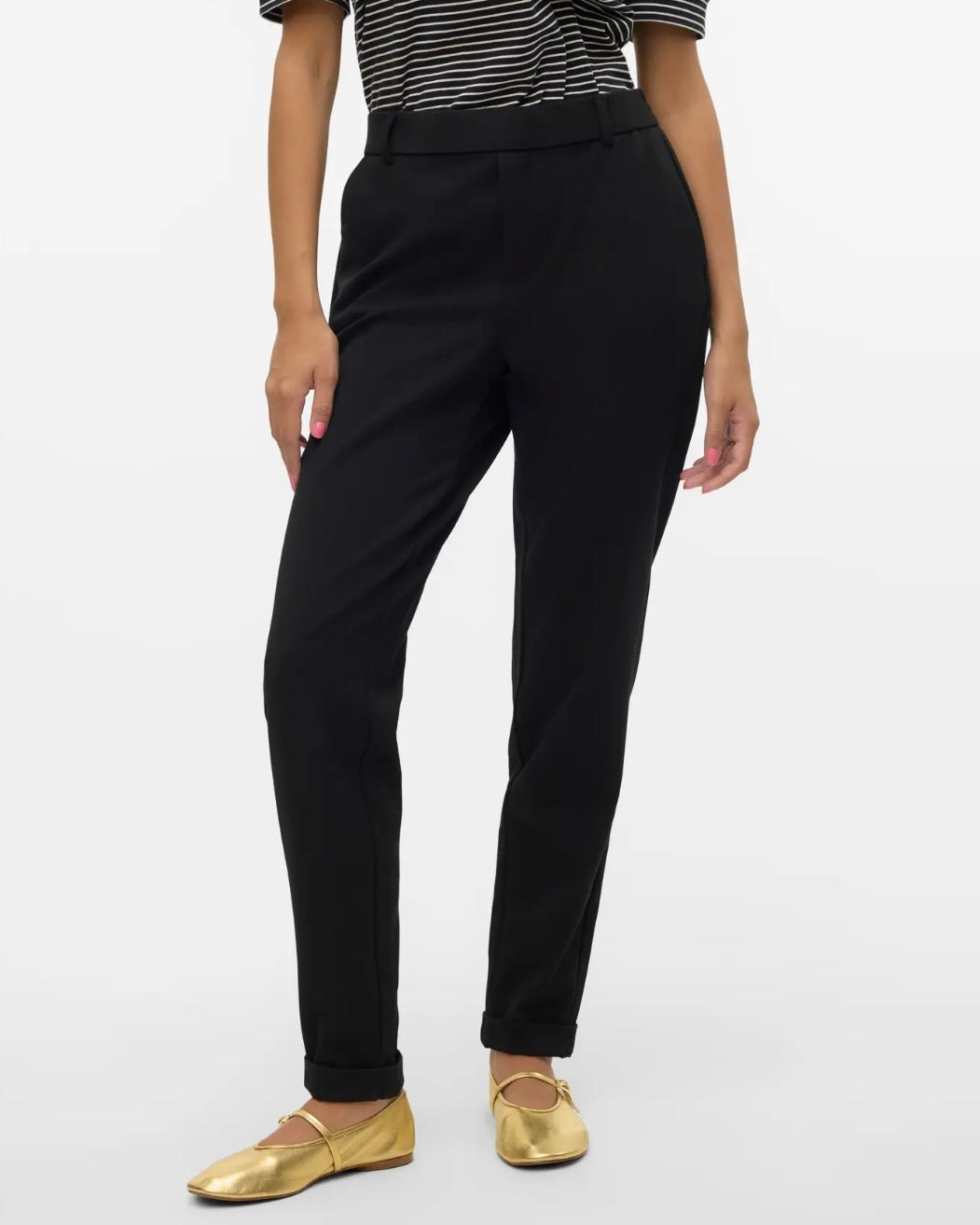 VERO MODA - MAYA MW LOOSE SOLID PANT - BLACK