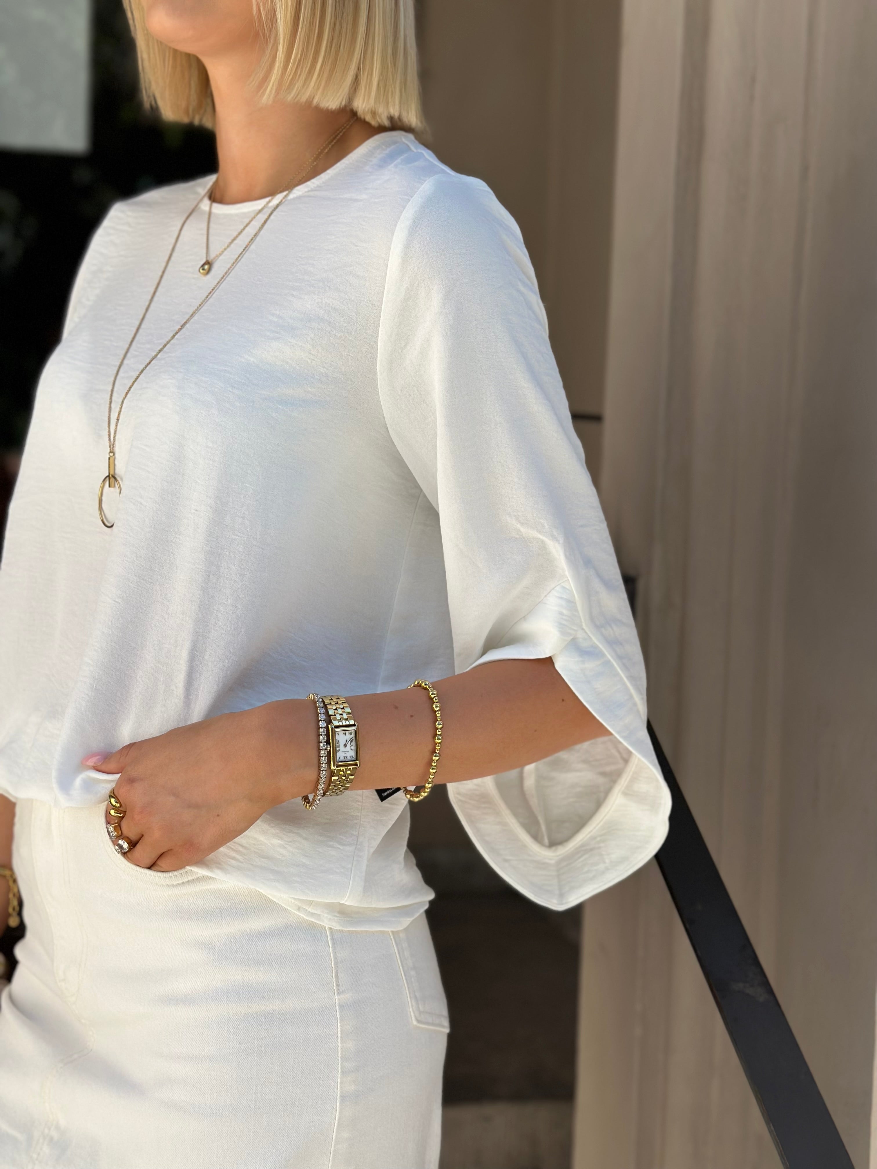 VEROMODA - ALVA 3/4 O-NECK TOP - WHITE