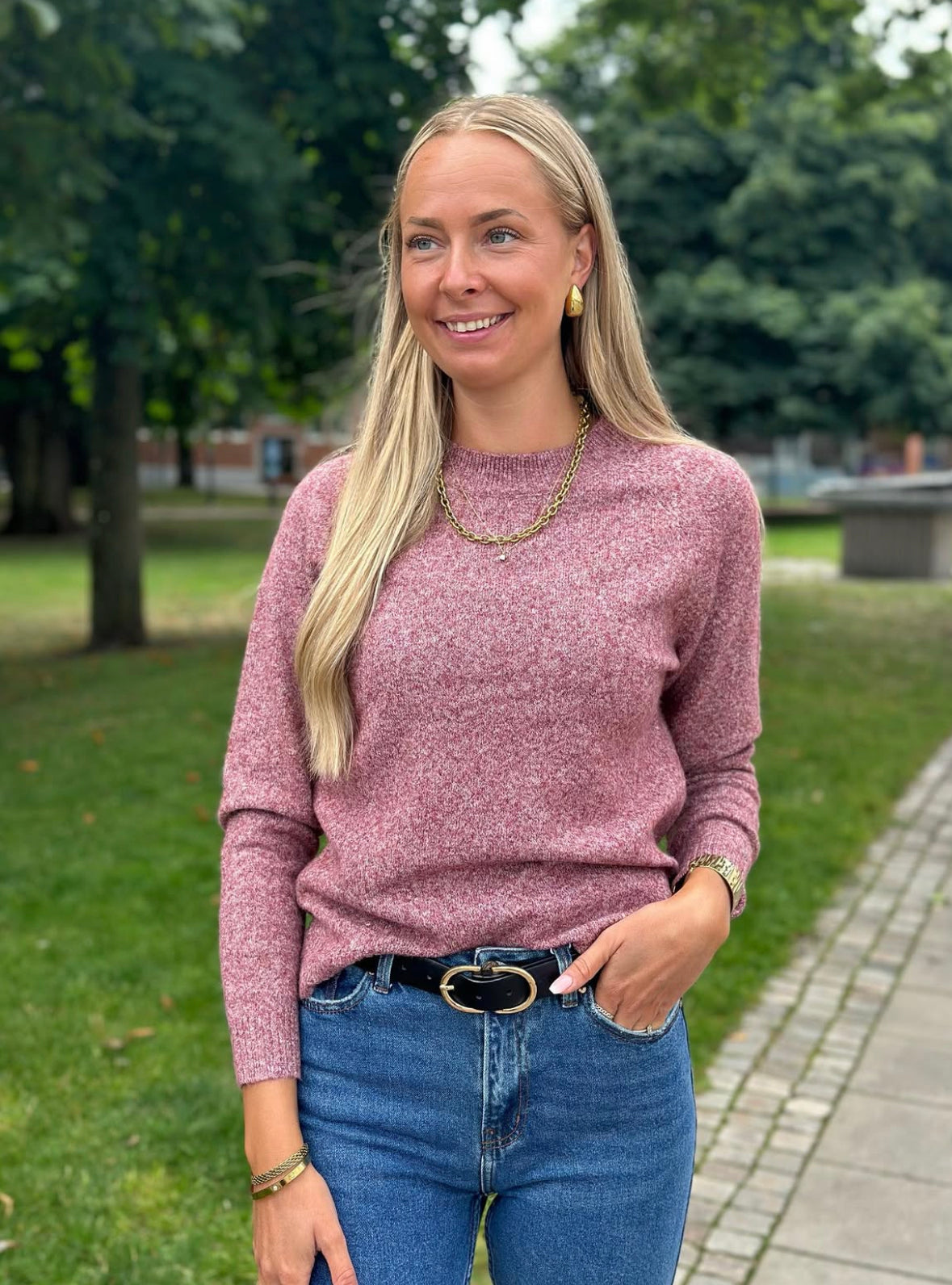 VEROMODA - DOFFY LS O-NECK BLOUSE - SYRAH/WHITE