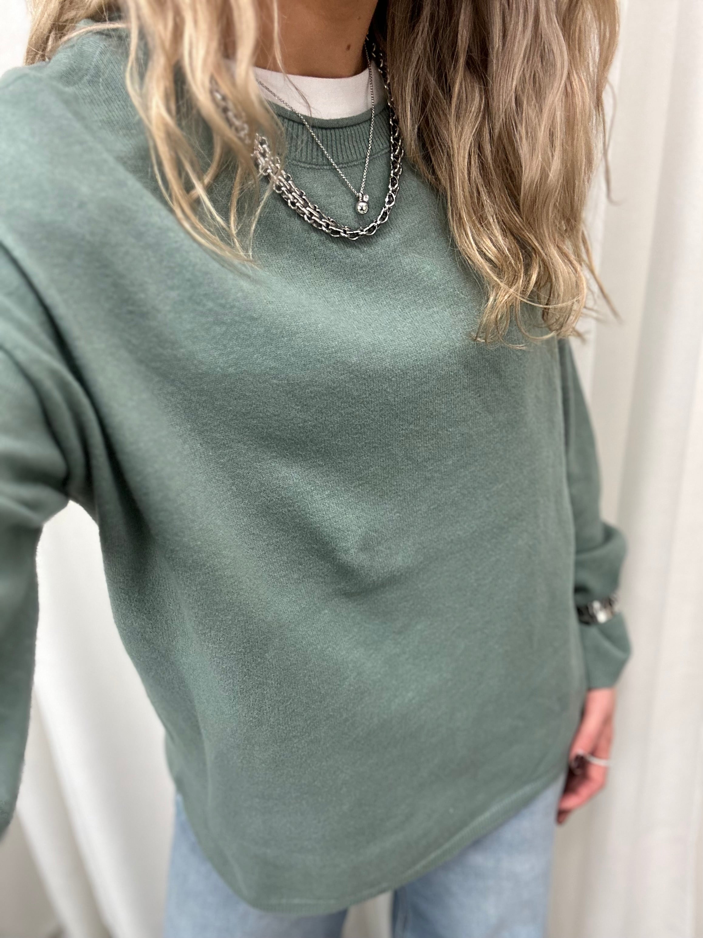ONLY - LOYAL AMALIO LIFE LS O-NECK - CHINOIS GREEN/MELANGE