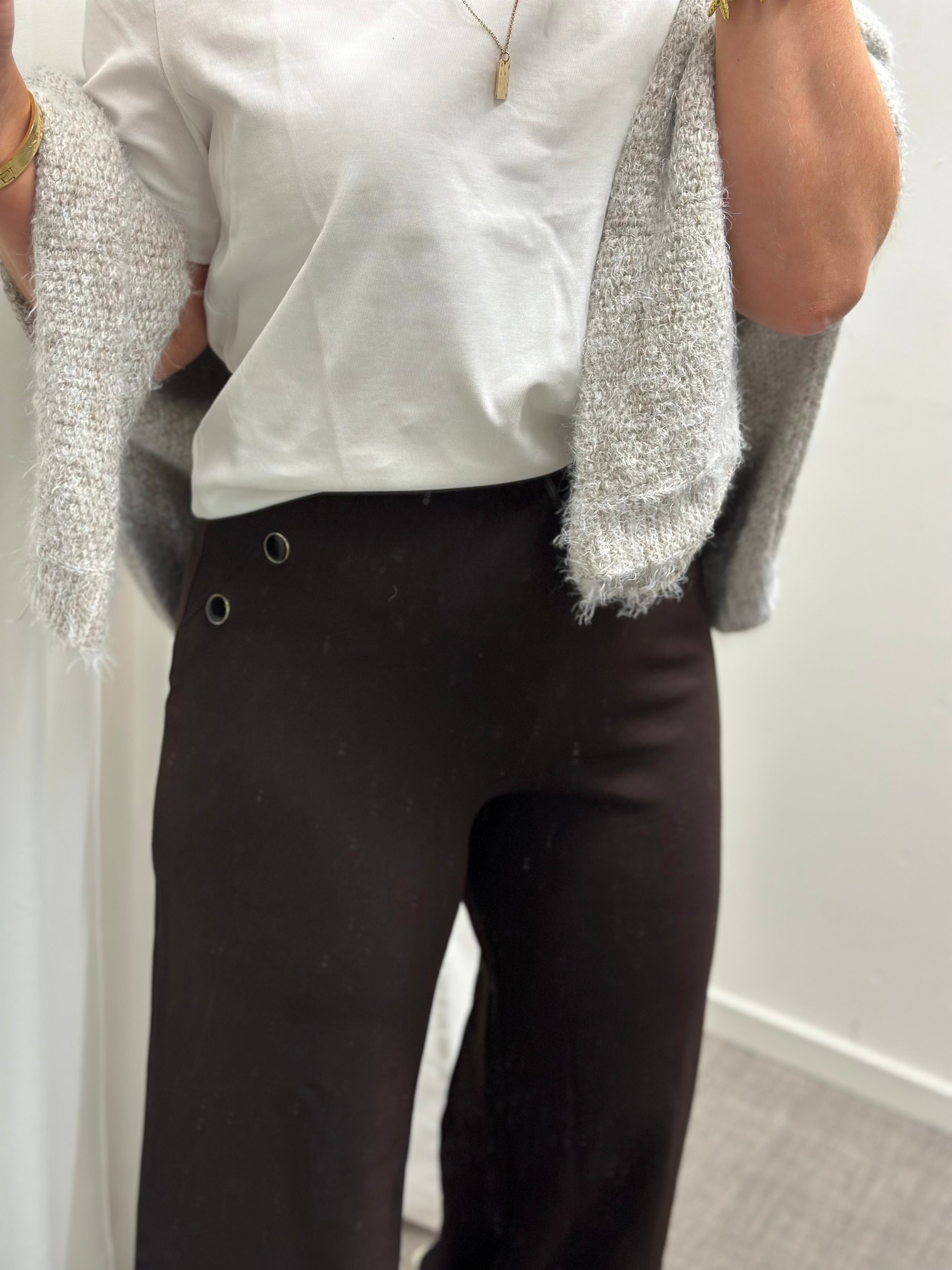 JDY - GEGGO LIFE BUTTON PANT - CHOCOLATE TORTE