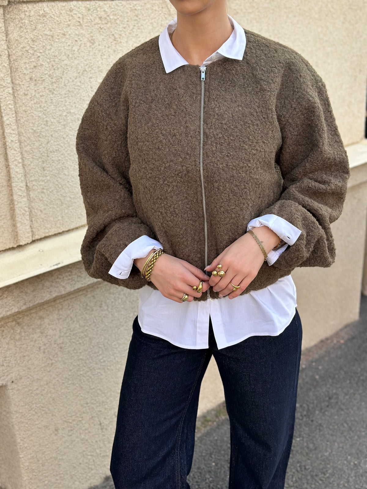 PIECES - ALISON BALLOON BOMBER JACKET - CORCODILE/MELANGE