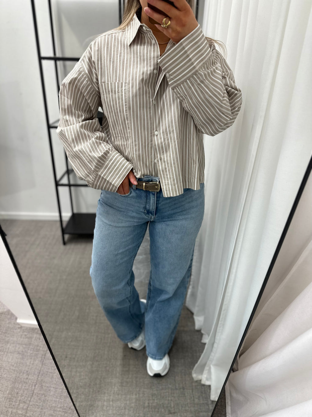 SELECTED FEMME - FASTHA LS CROPPED BOXY SHIRT - PURE CASHMERE/BRIGHT WHITE