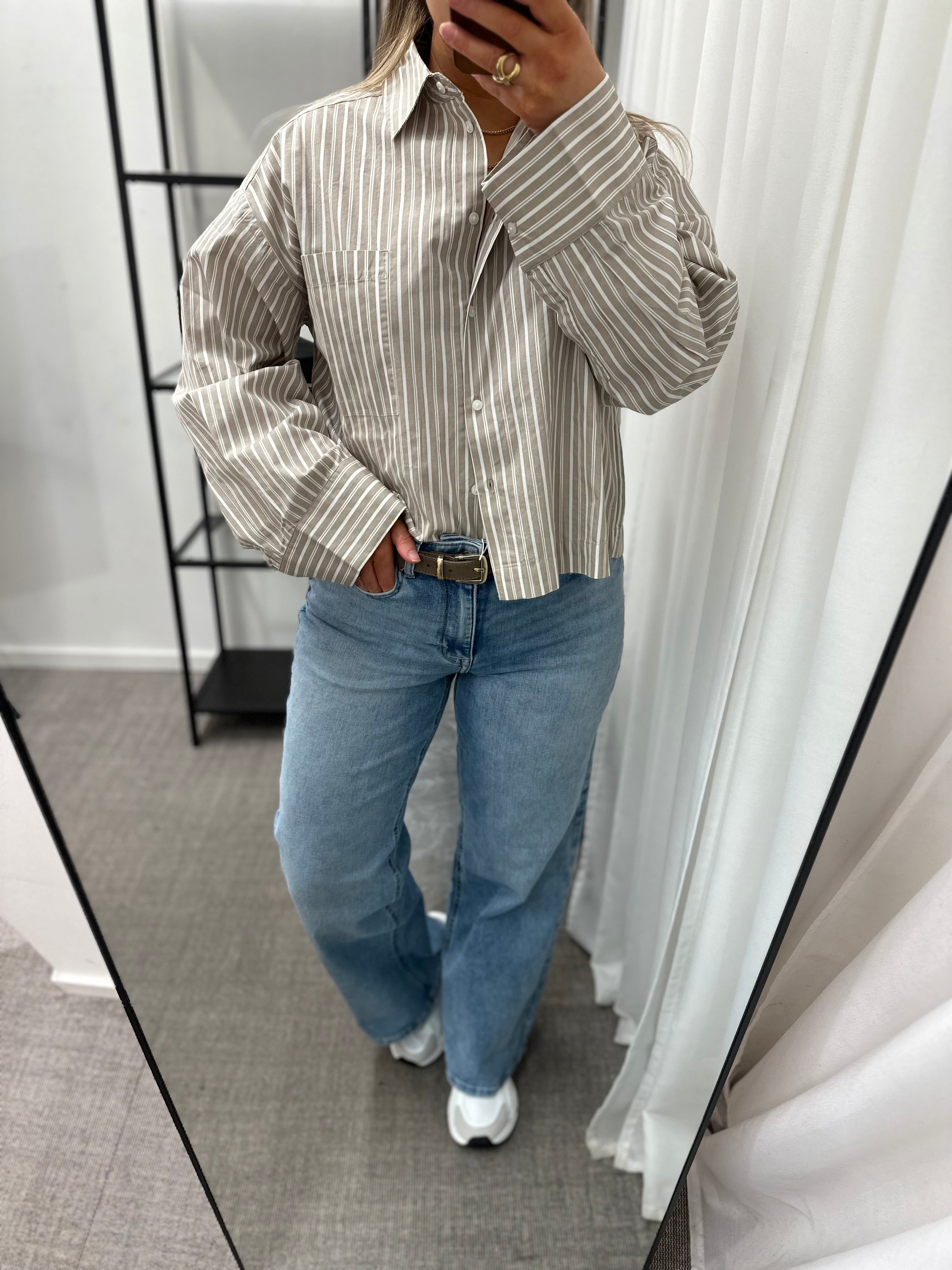 SELECTED FEMME - FASTHA LS CROPPED BOXY SHIRT - PURE CASHMERE/BRIGHT WHITE