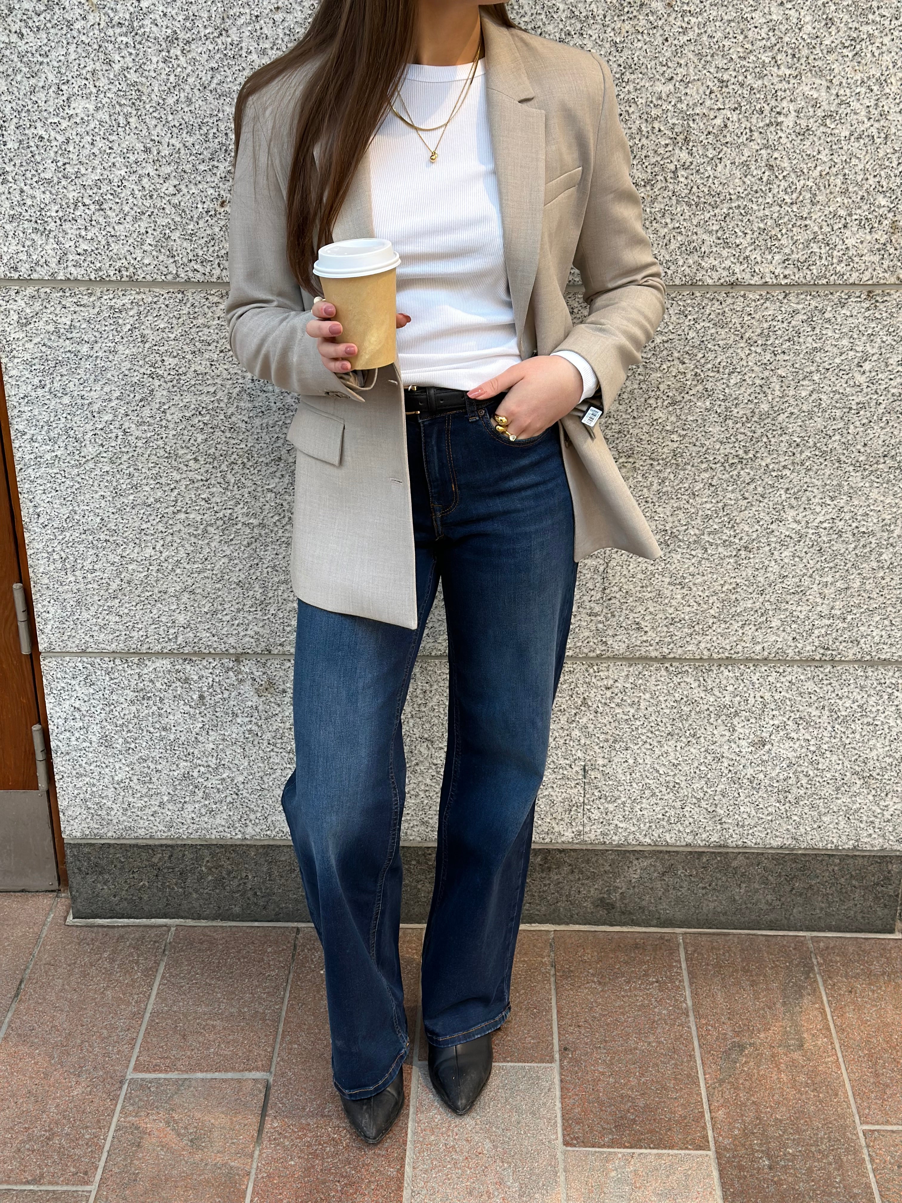 SELECTED FEMME - RITA LS CLASSIC BLAZER - ISLAND FOSSIL/MELANGE