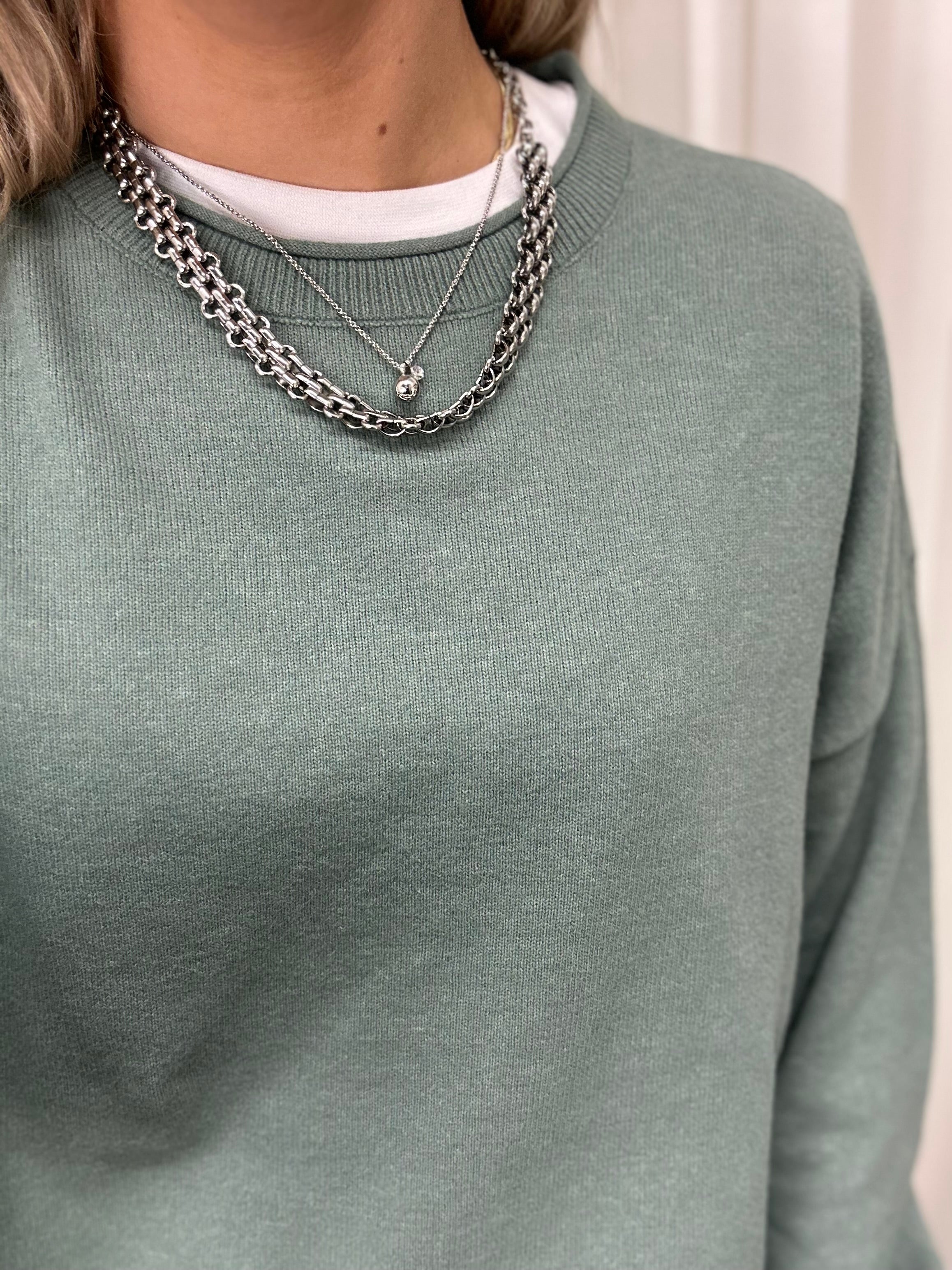 ONLY - LOYAL AMALIO LIFE LS O-NECK - CHINOIS GREEN/MELANGE