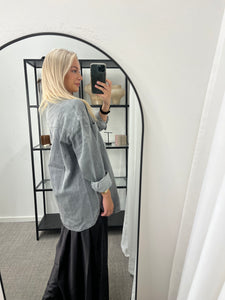 PIECES - MAISIE LS DENIM SHIRT - GREY DENIM