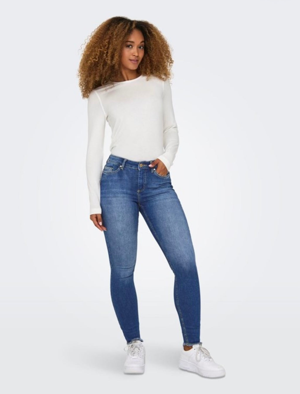 ONLY - BLUSH MID SK ANK RW DNM REA1319 - MEDIUM BLUE DENIM