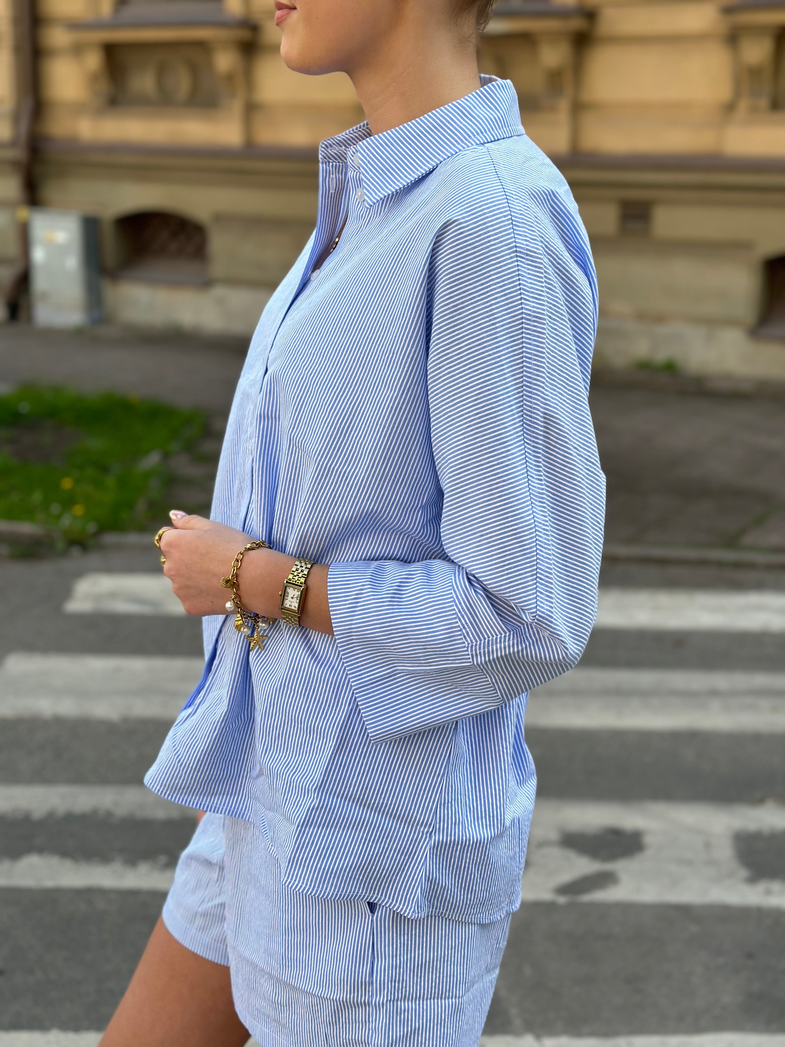 ONLY - AUGUSTA SHIRT - CLOUD DANCER/ BLUE STRIPES