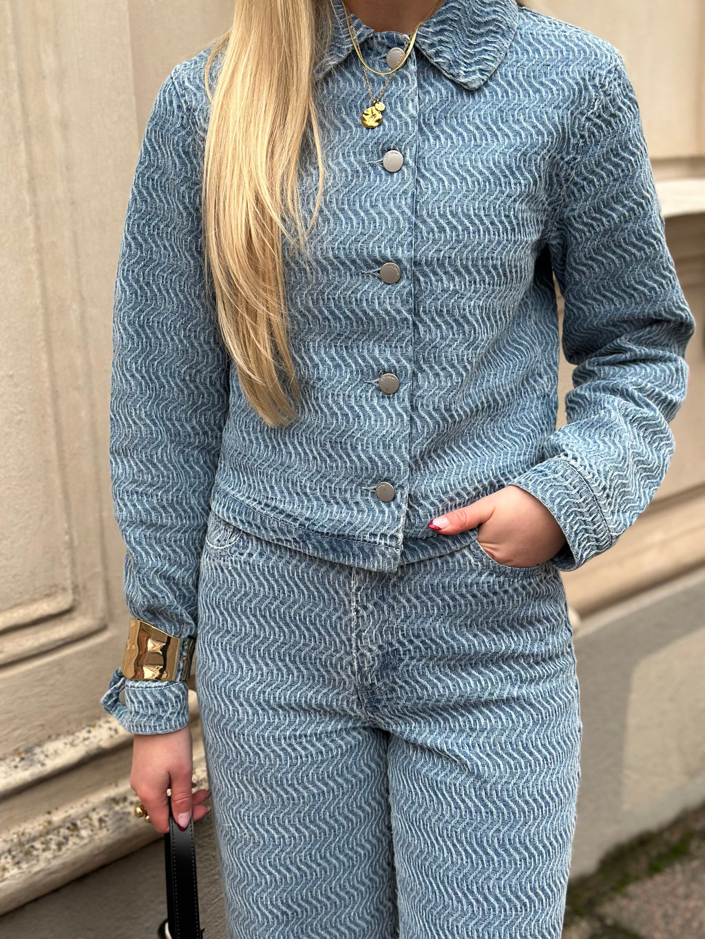 JDY - NICO L/S STRUCTURE SCHAKET - LIGHT BLUE DENIM