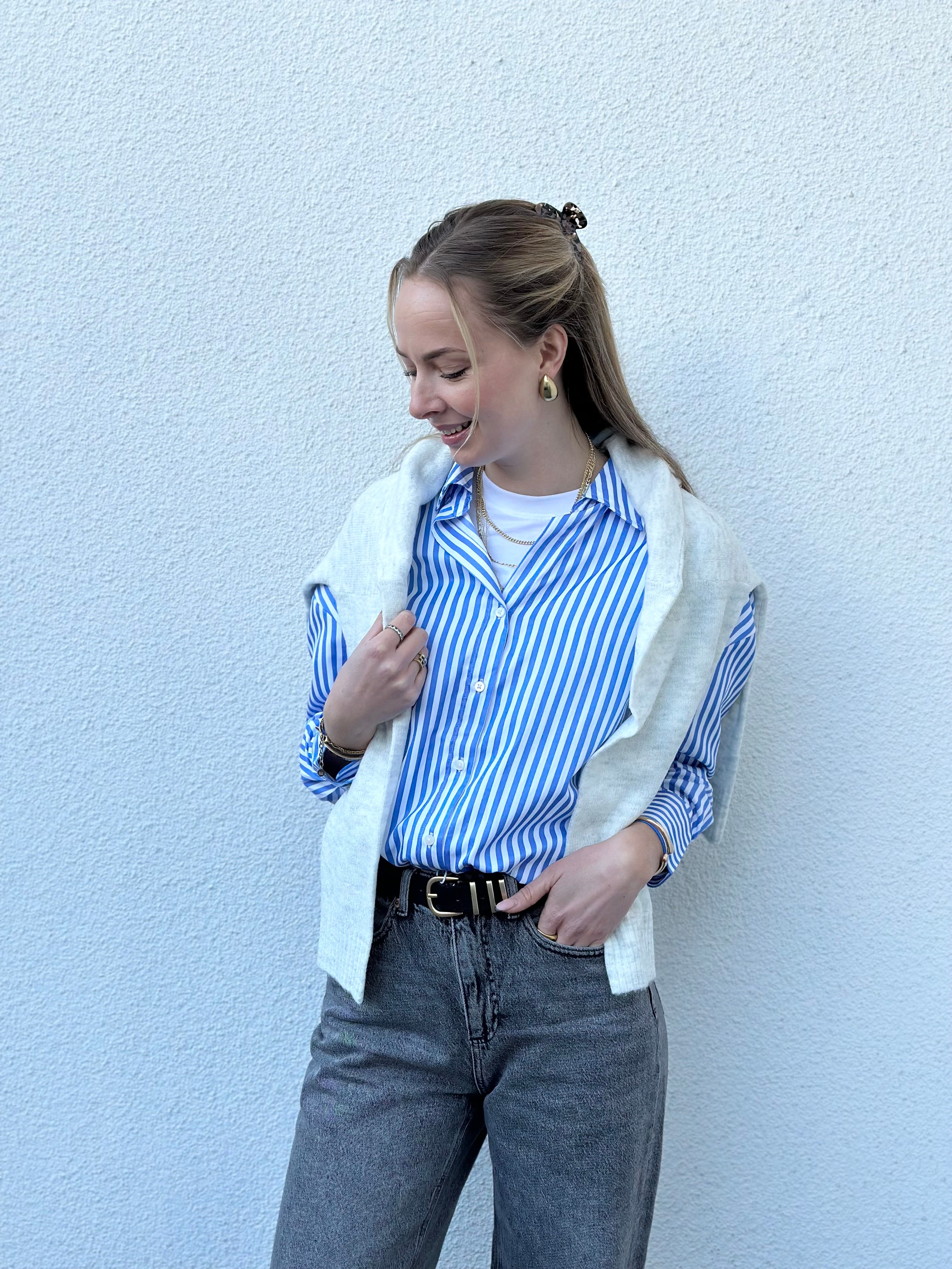 JDY - VESPER L/S LOOSE SHIRT - CLOWD DANCER/CORNFLOWER