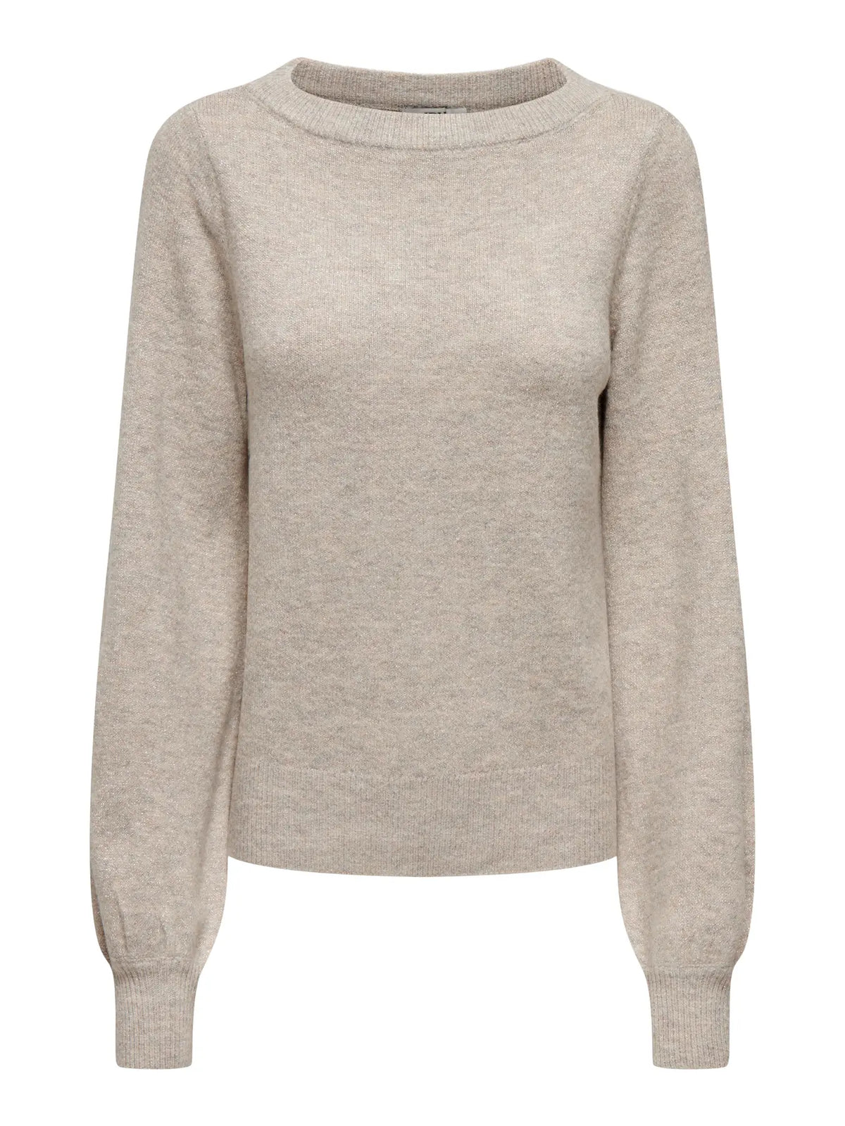 JDY - RUE GLITTER L/S BOAT PULLOVE - CHATEAU GREY MELANGE / GLITTER
