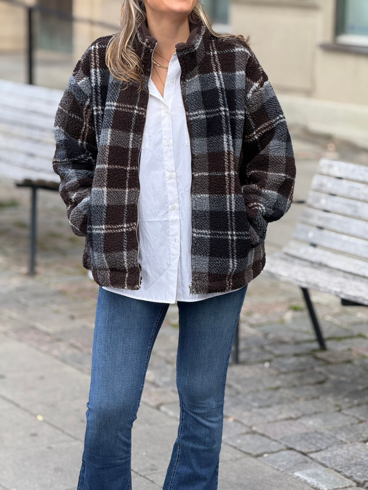 LEVETÉ ROOM - TASS JACKET 301780 - BROWN/BLUE