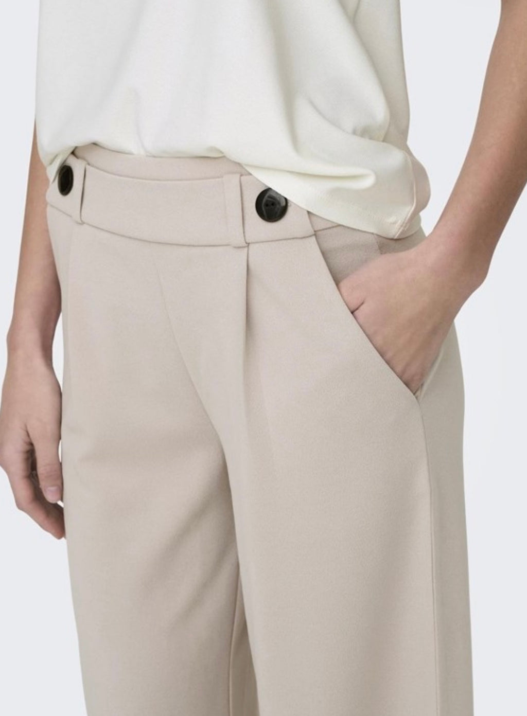 JDY - GEGGO NEW LONG PANT - CHATEAU GRAY/BLACK BUTT