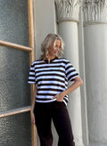 SELECTED FEMME - ESSENTIAL SS BOXY TEE - DELICIOSO/BRIGHT WHITE STRIPED
