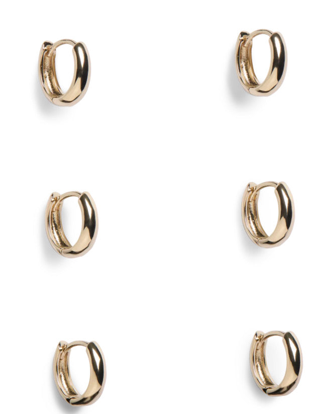 PIECES - NAMI EARRINGS 3-PACK - GOLD