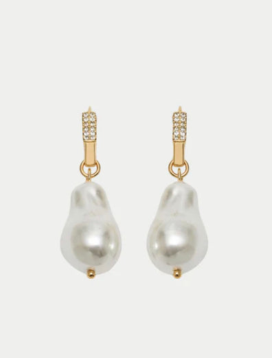 BOW19DETAILS - PEARL SQUARE EARRINGS - WHITE