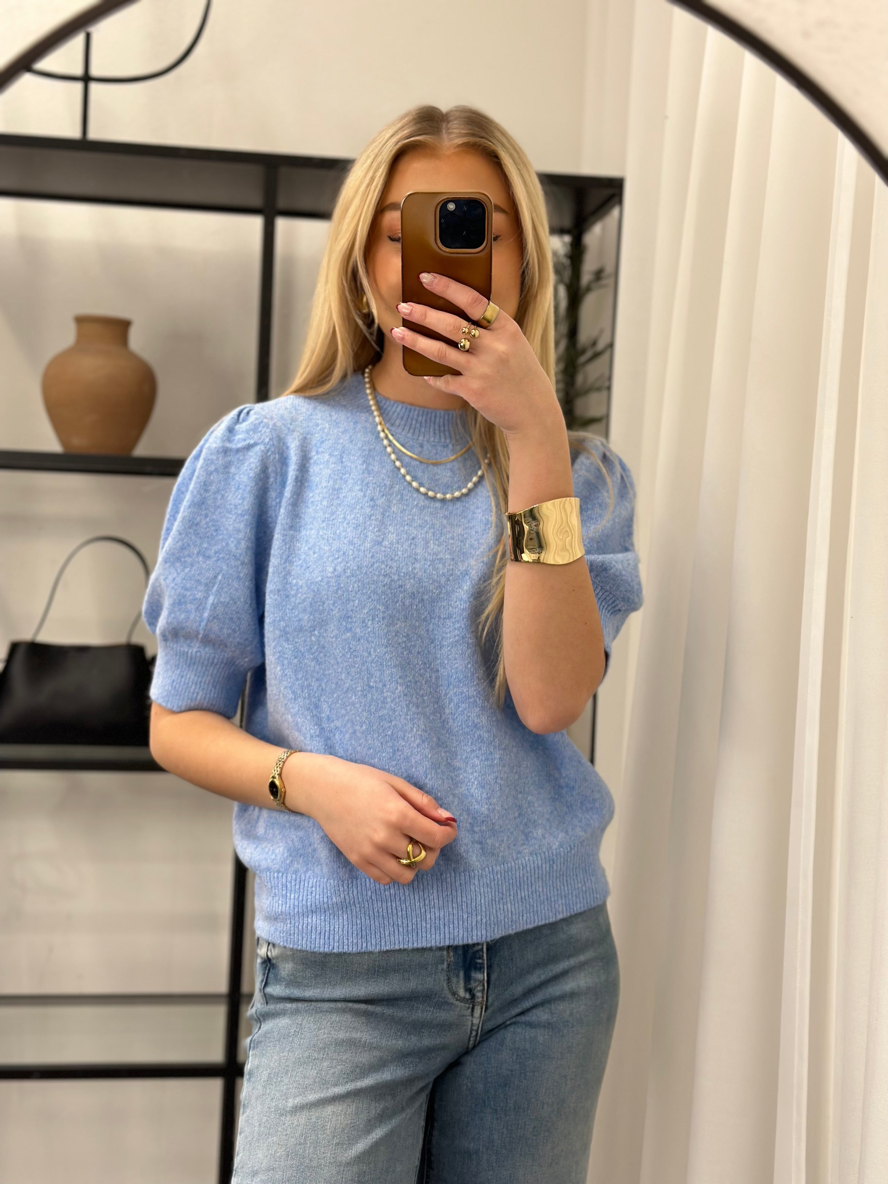 VEROMODA - DOFFY 2/4 O-NECK PULLOVER - LITTLE BOY BLUE/MELANGE