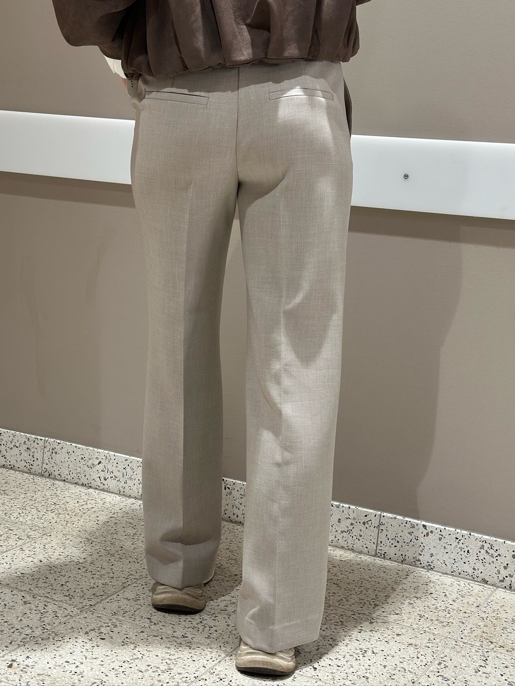 SELECTED FEMME - RITA MW WIDE PANT - ISLAND FOSSIL/MELANGE