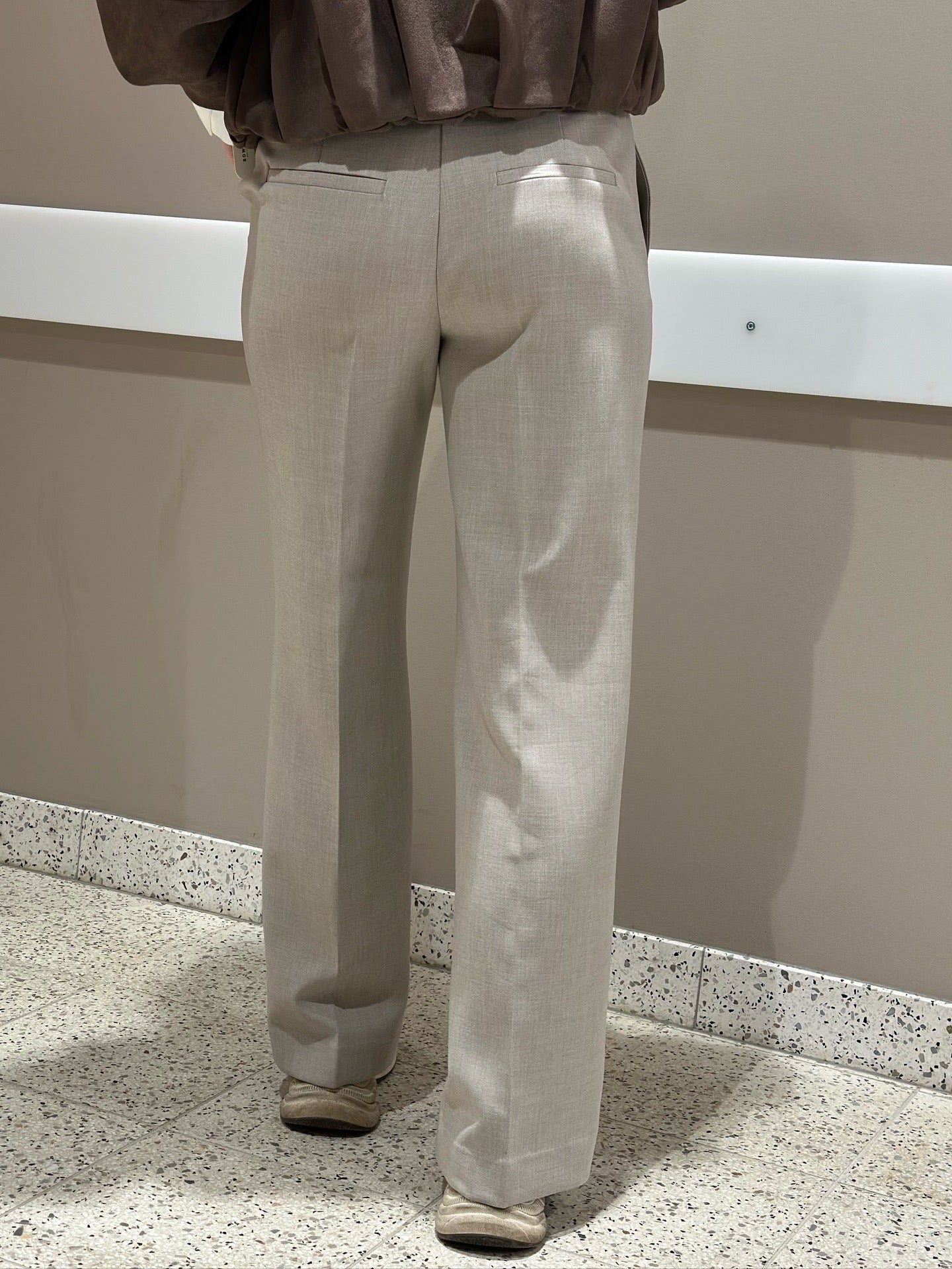 SELECTED FEMME - RITA MW WIDE PANT - ISLAND FOSSIL/MELANGE