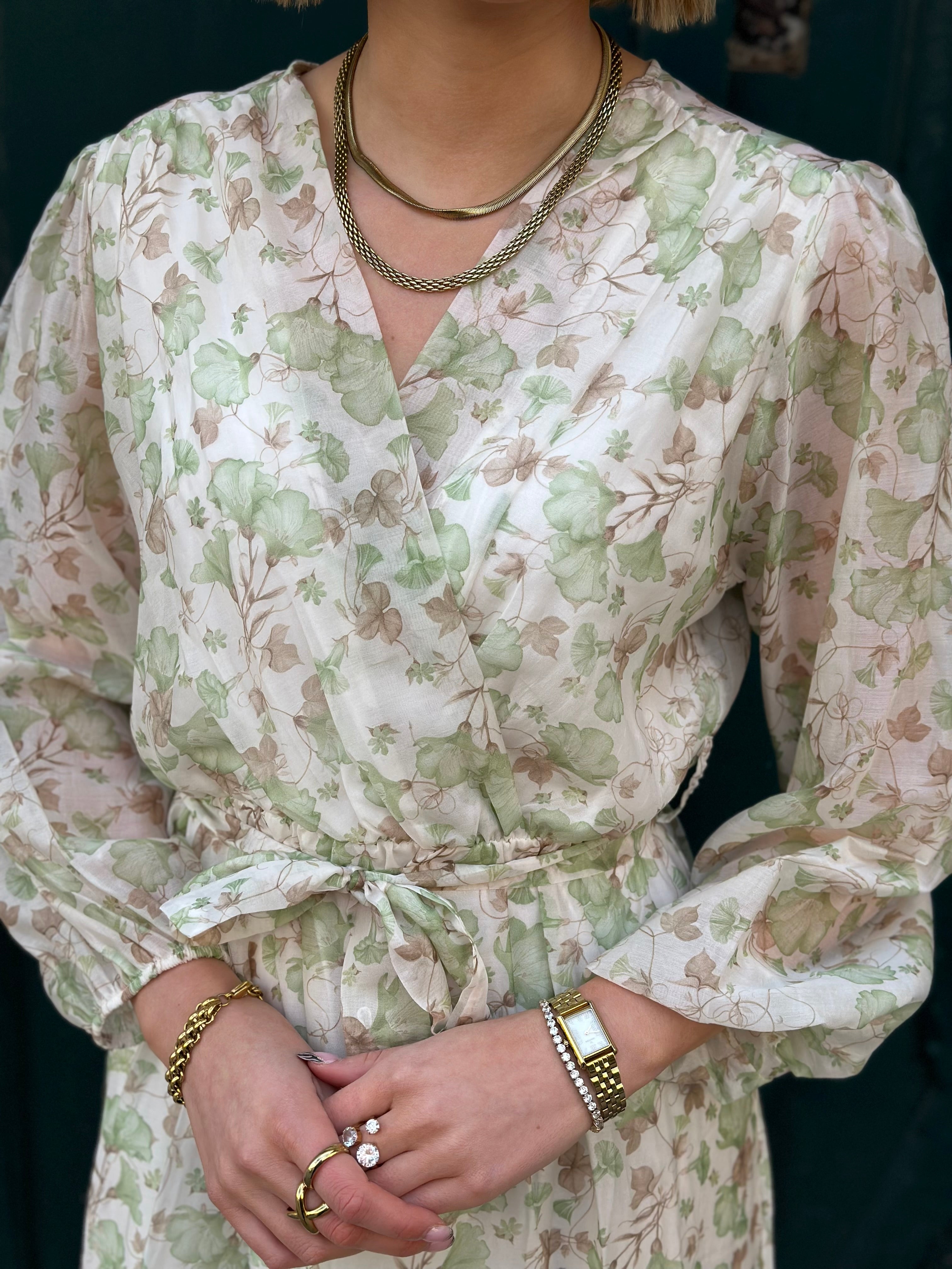 JÖRLEVIK - FLOWER DRESS - GREEN