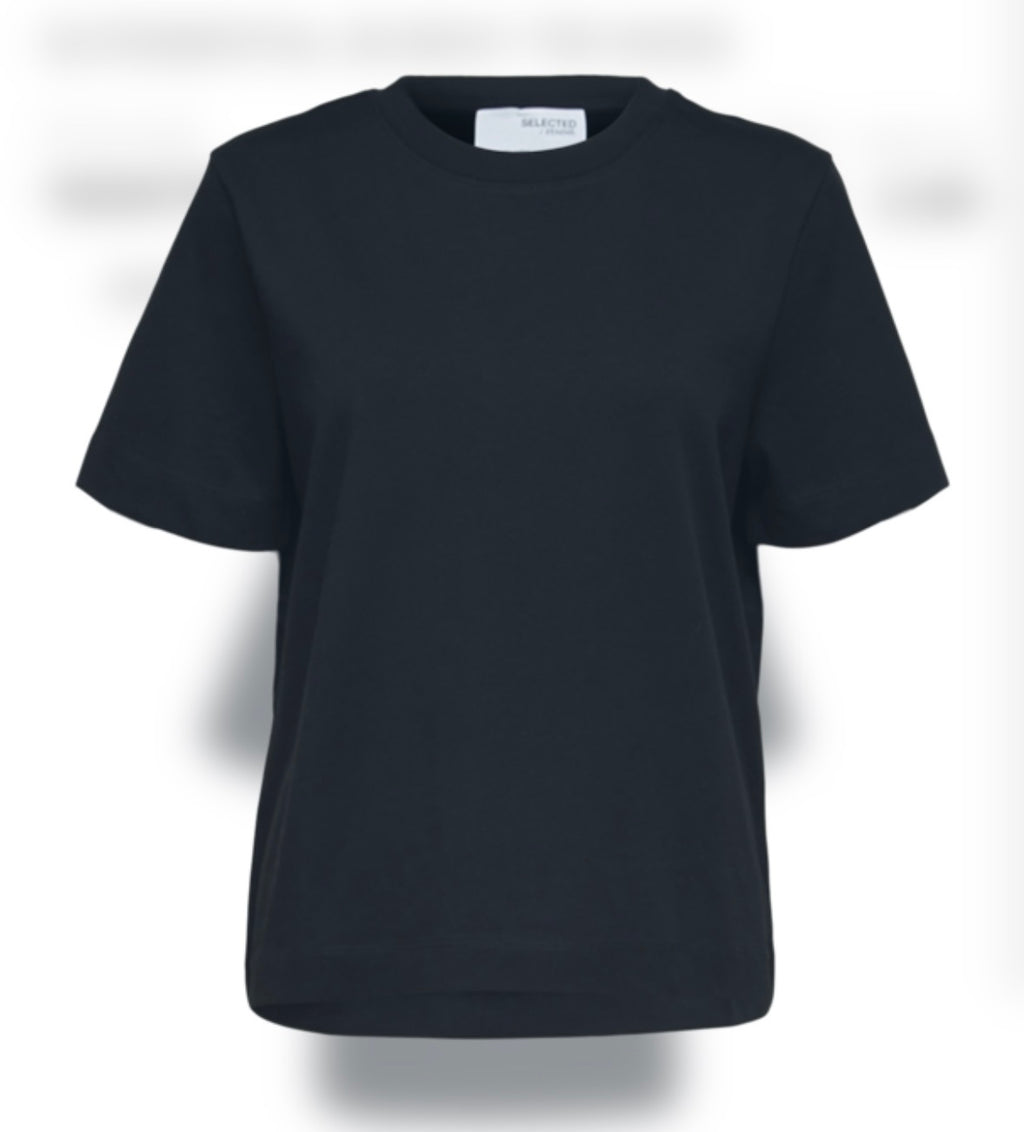 SELECTED FEMME - ESSENTIAL SS BOXY TEE - DARK SAPPHIRE