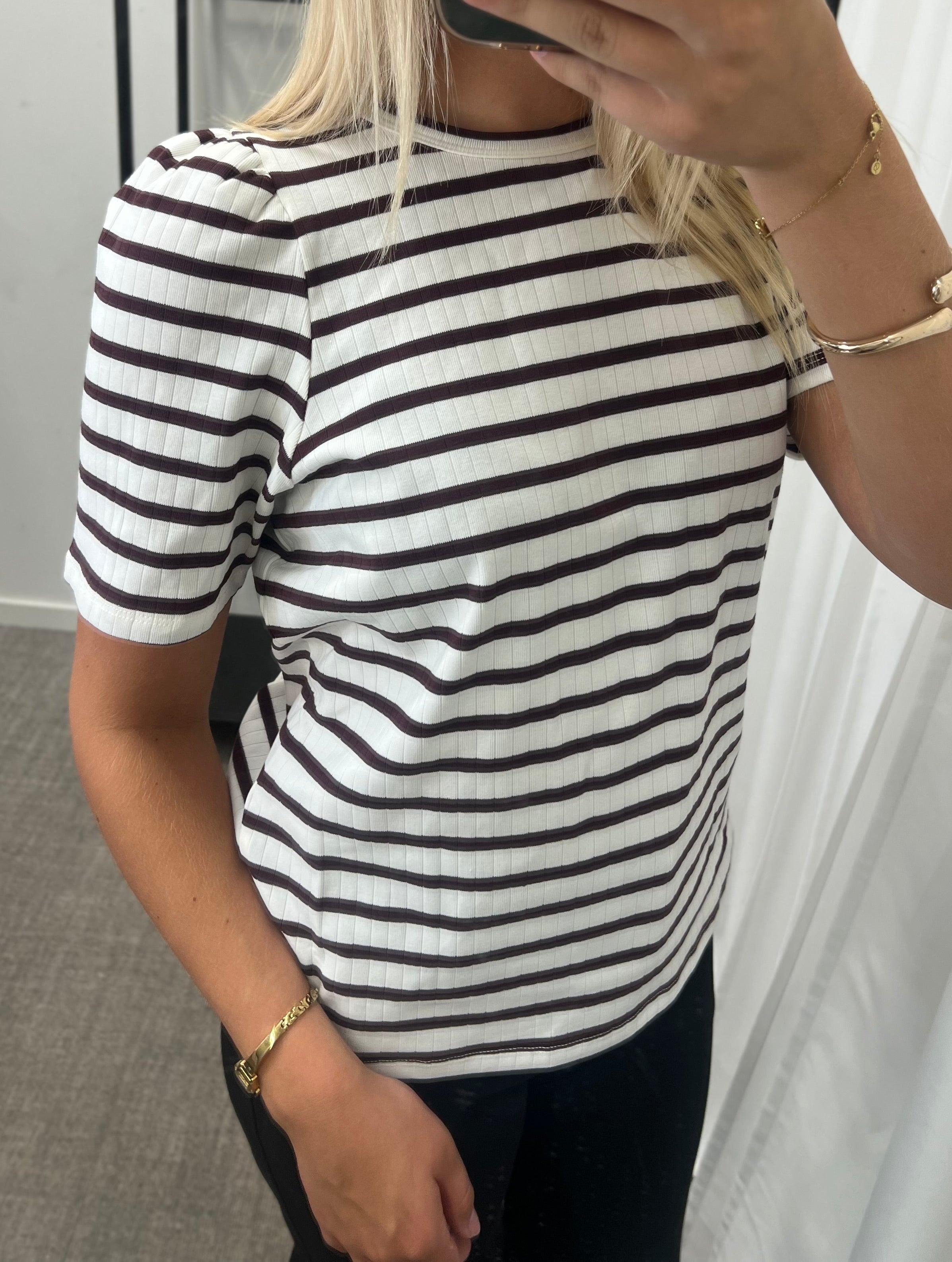 LEVETÉ ROOM - NEDDIE TOP - PLUM/BROWN/WHITE