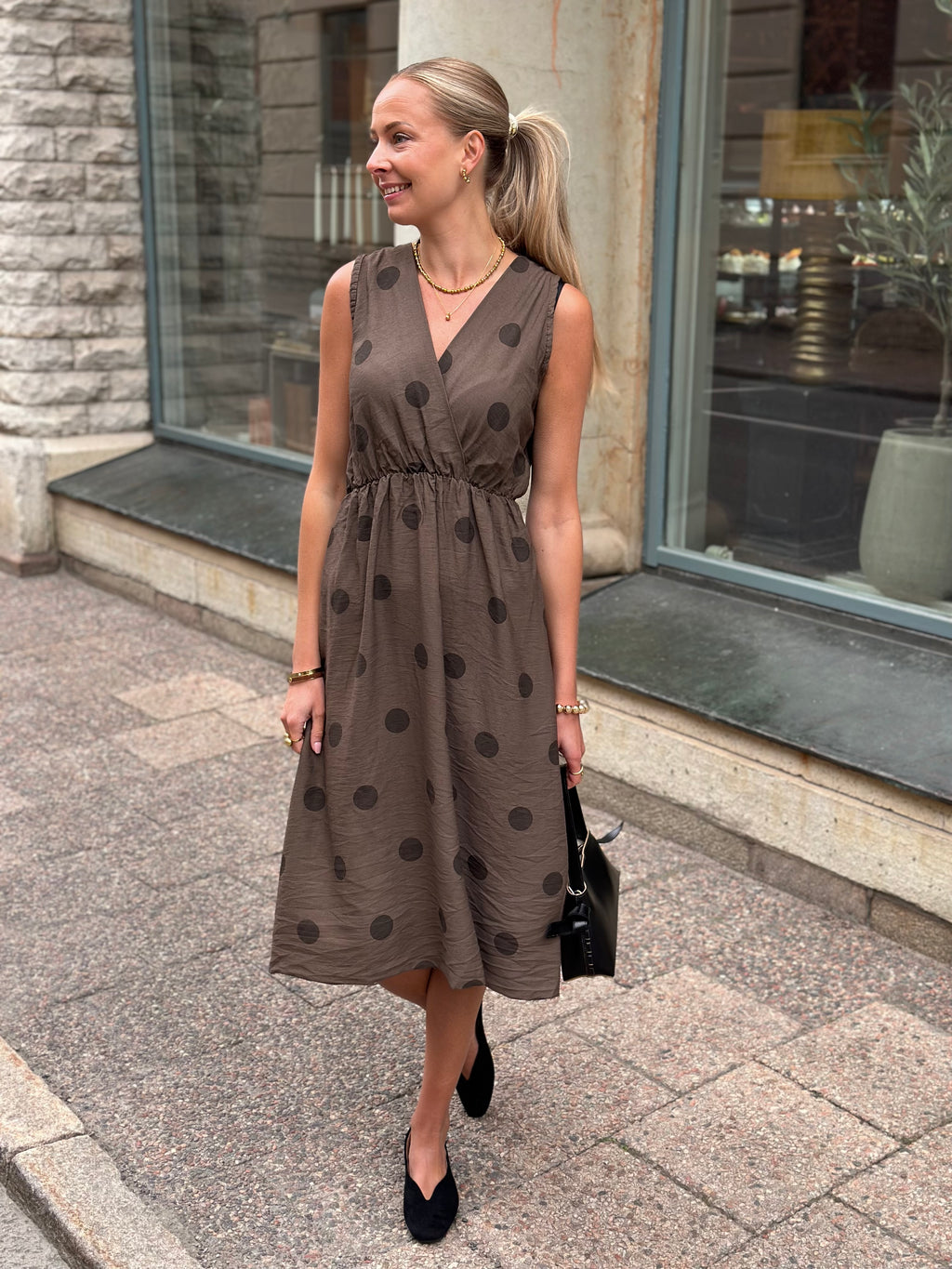MARTA - LINETTA DRESS 23126 - NROWN/DOT