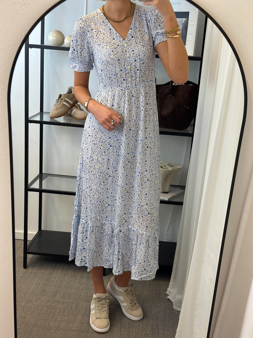 ONLY - CHINTI S/S LONG DRESS - CLOUD DANCER/VIOLA FLOWER