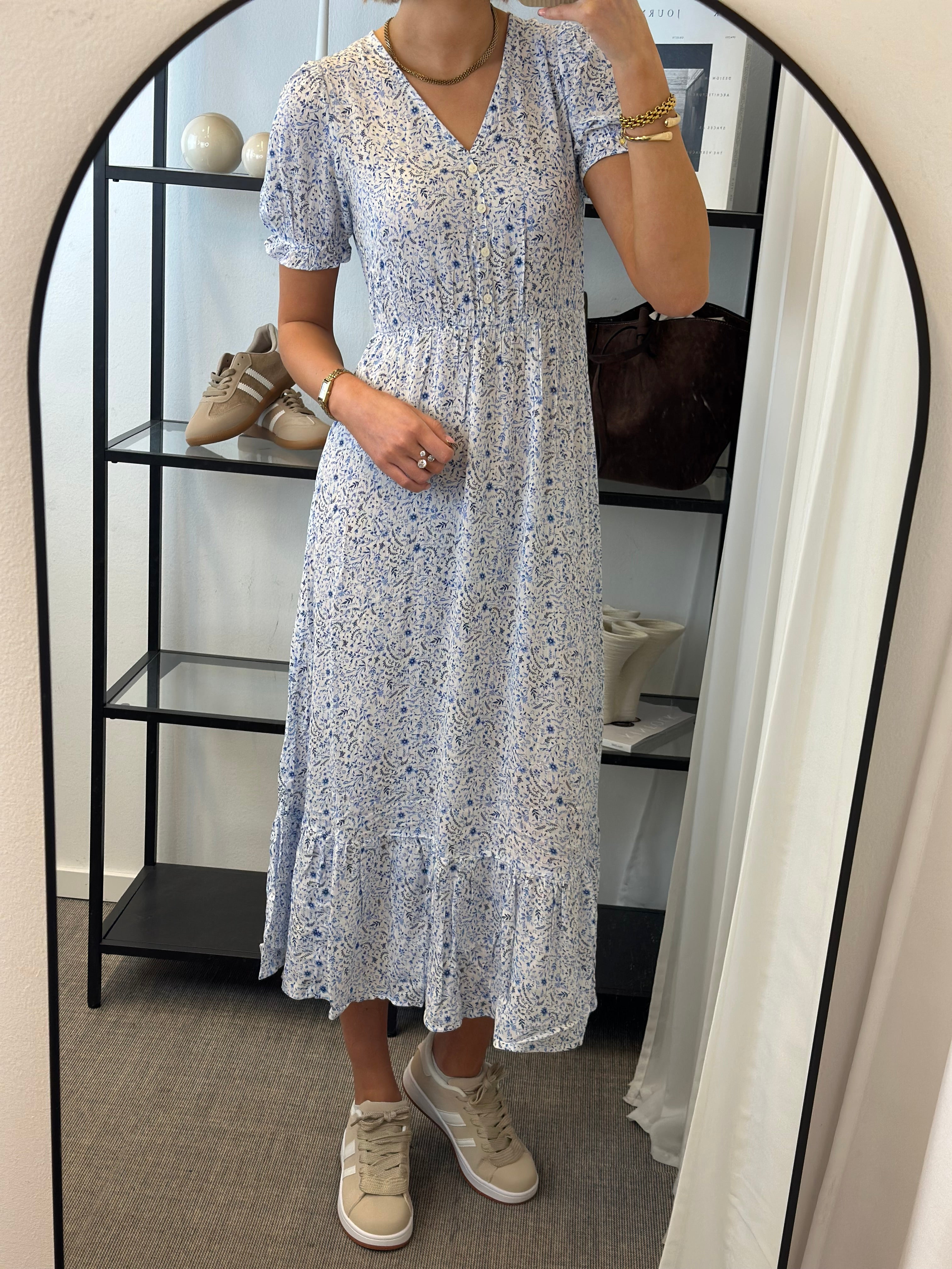 ONLY - CHINTI S/S LONG DRESS - CLOUD DANCER/VIOLA FLOWER