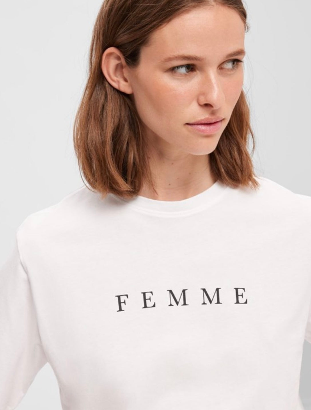 SELECTED FEMME - VILJA SS PRINTED TEE - BRIGHT WHITE