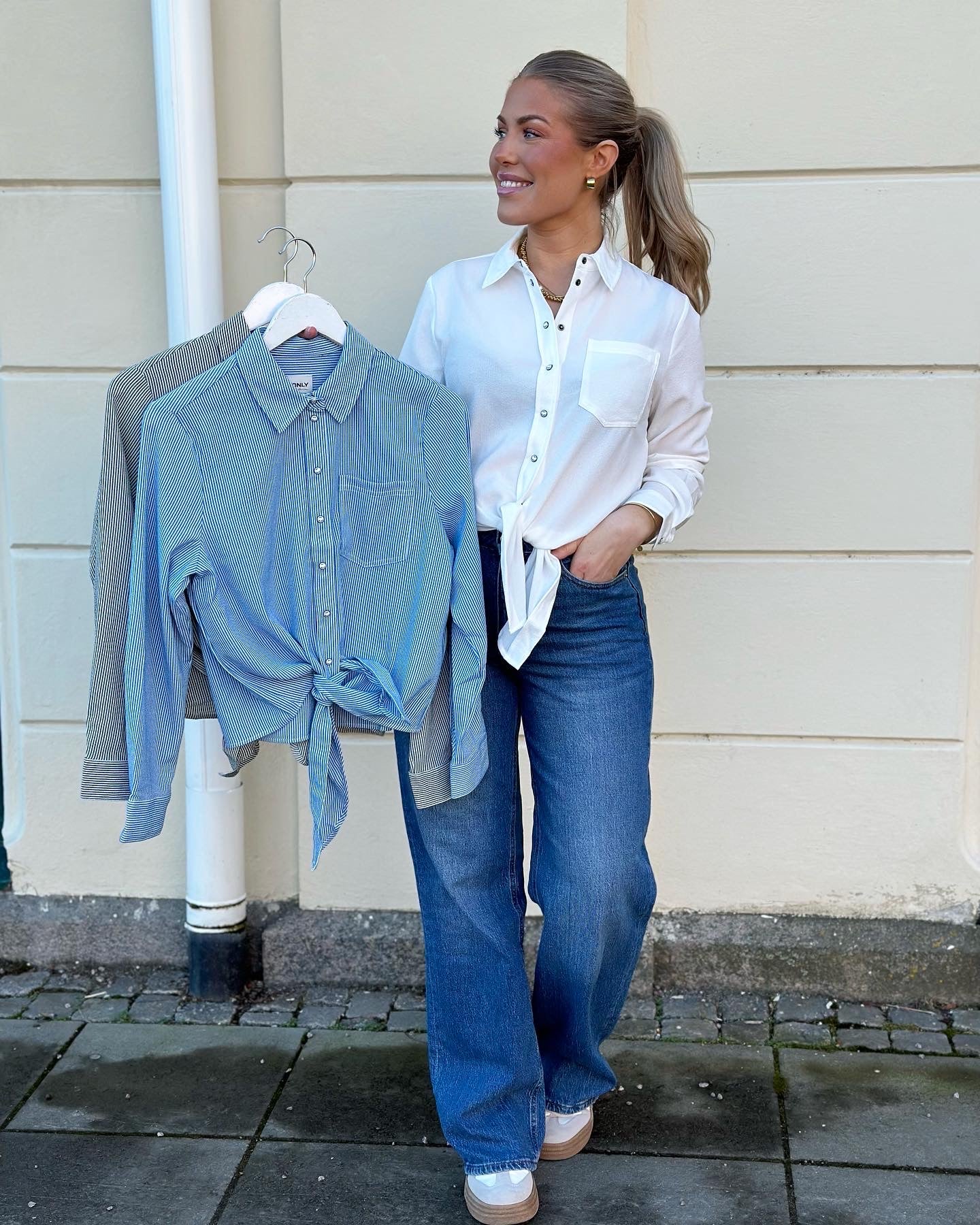 ONLY - LECEY LS KNOT SHIRT - CLOUD DANCER