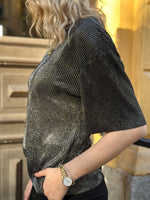 Ladda upp bild till gallerivisning, JDY - VILMA S/S O NECK TOP - BLACK/SILVER
