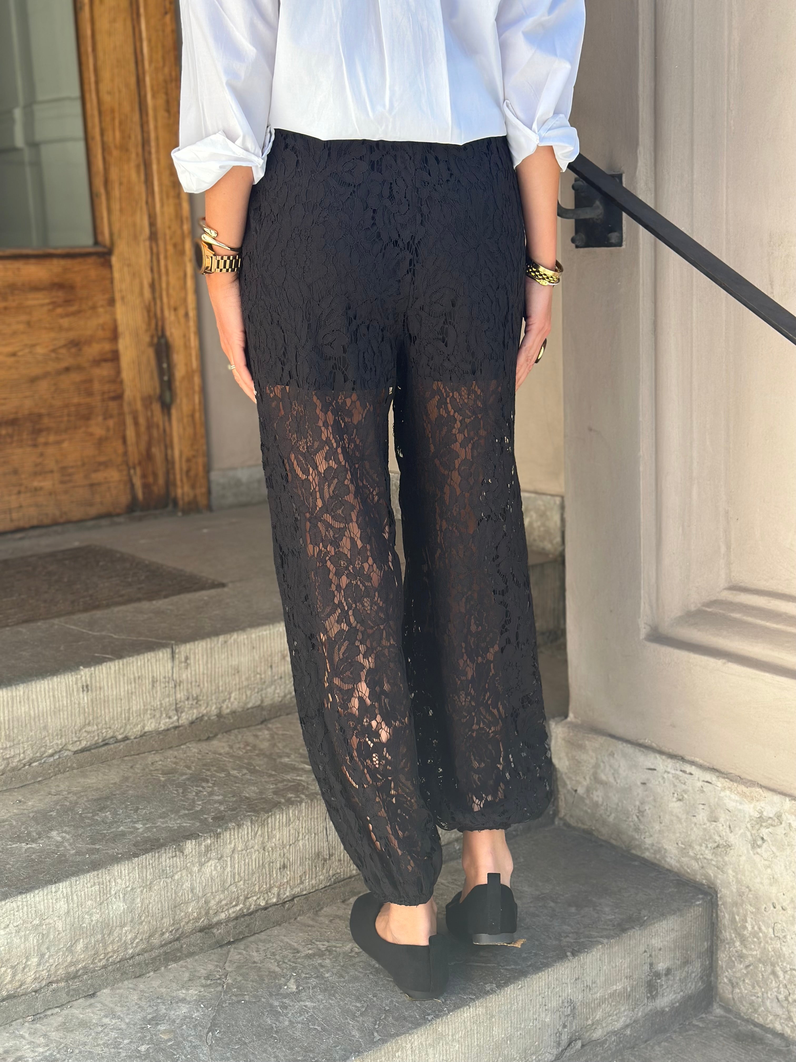 JDY - JULIA LACE BALLOON PANT - BLACK