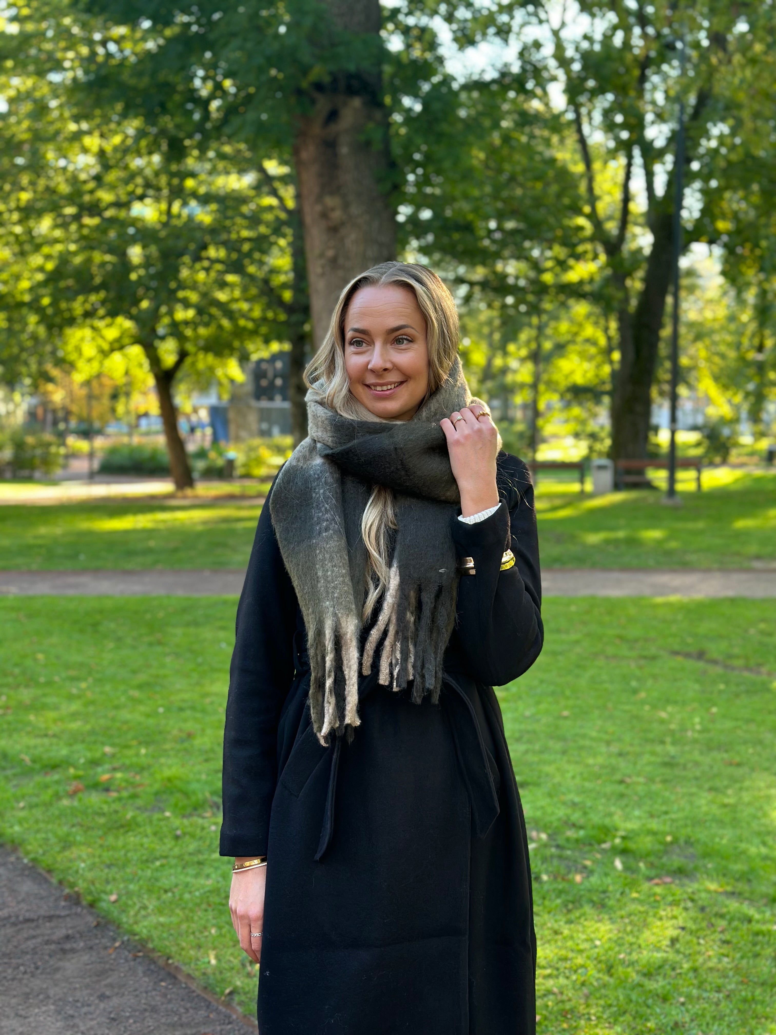 VEROMODA - IVY LEAGUE SCARF - IVY GREEN/PEAT/SILVER
