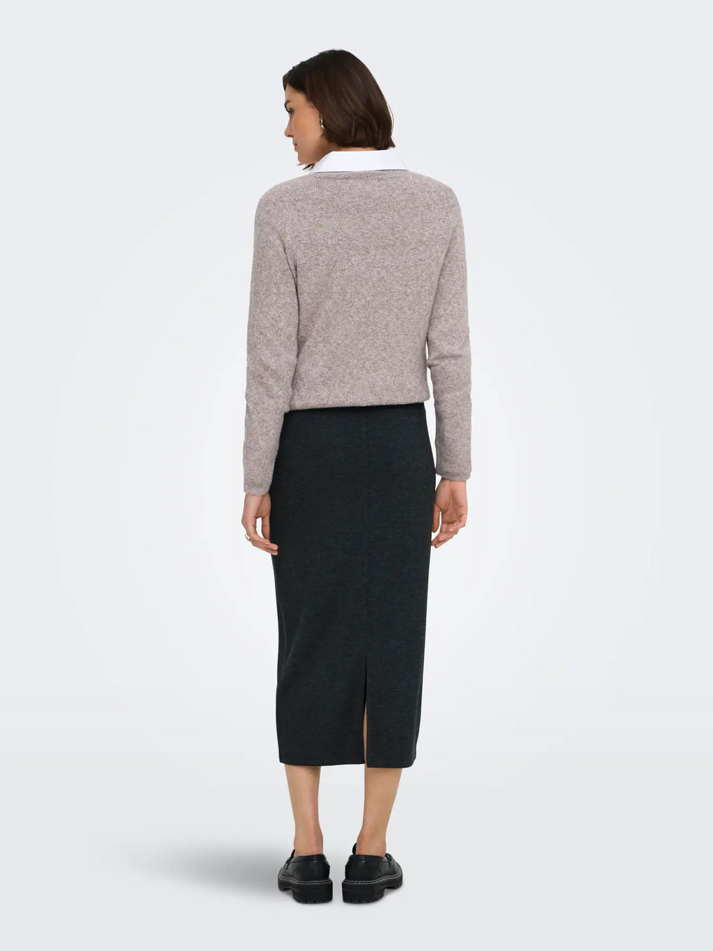 JDY - VITA LIFE LONG SKIRT - DARK GREY/MELANGE