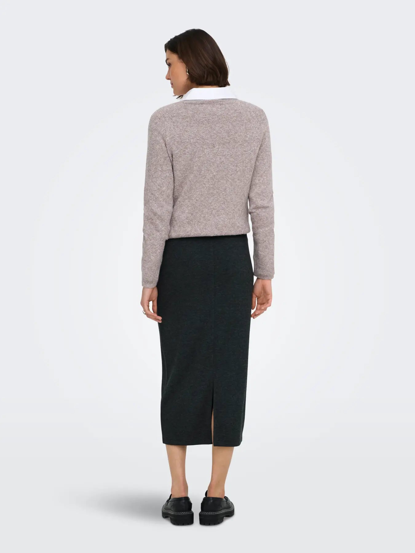 JDY - VITA LIFE LONG SKIRT - DARK GREY/MELANGE