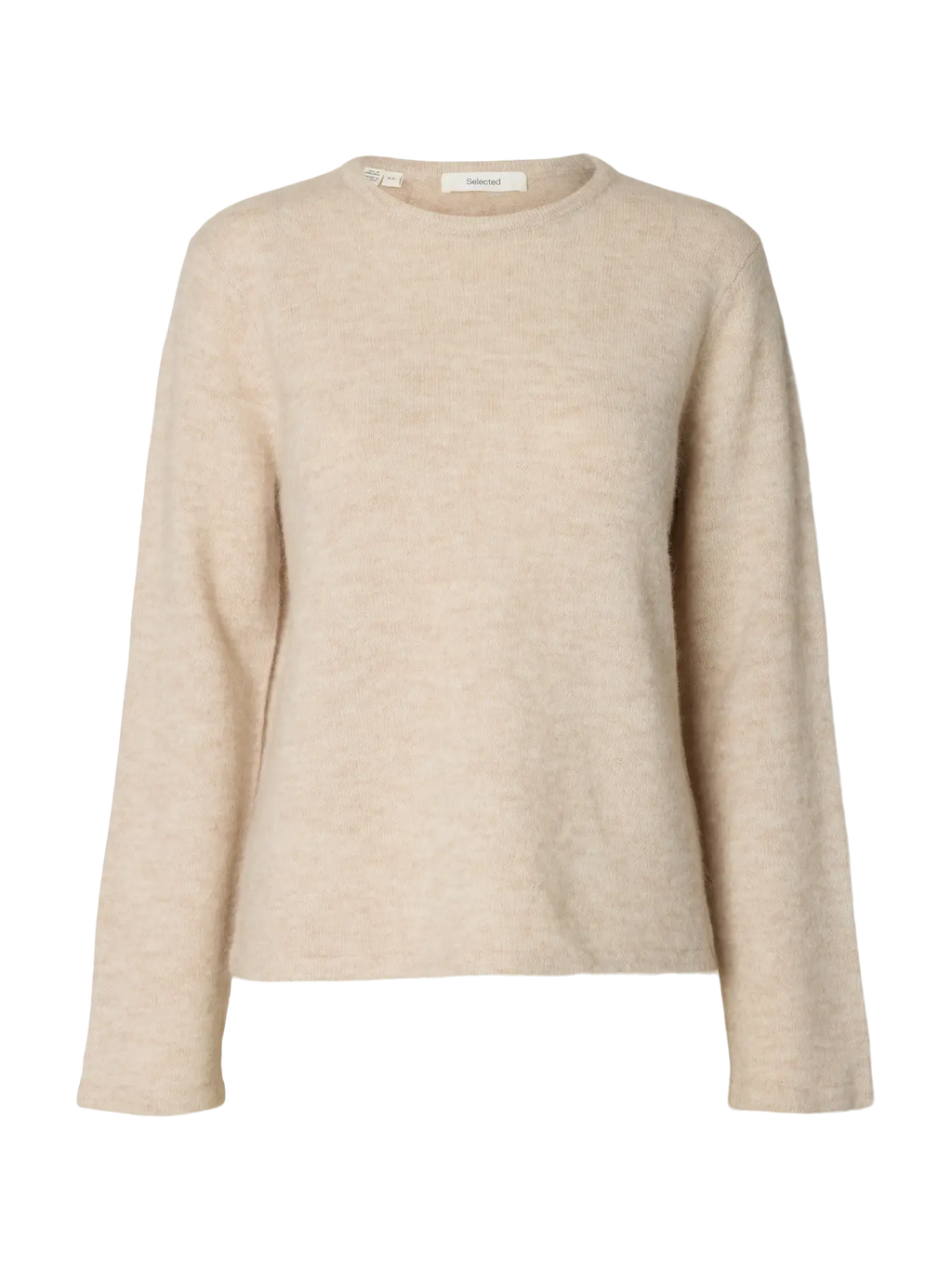 SELECTED FEMME - LULU NEW LS KNIT O-NECK - BIRCH MELANGE