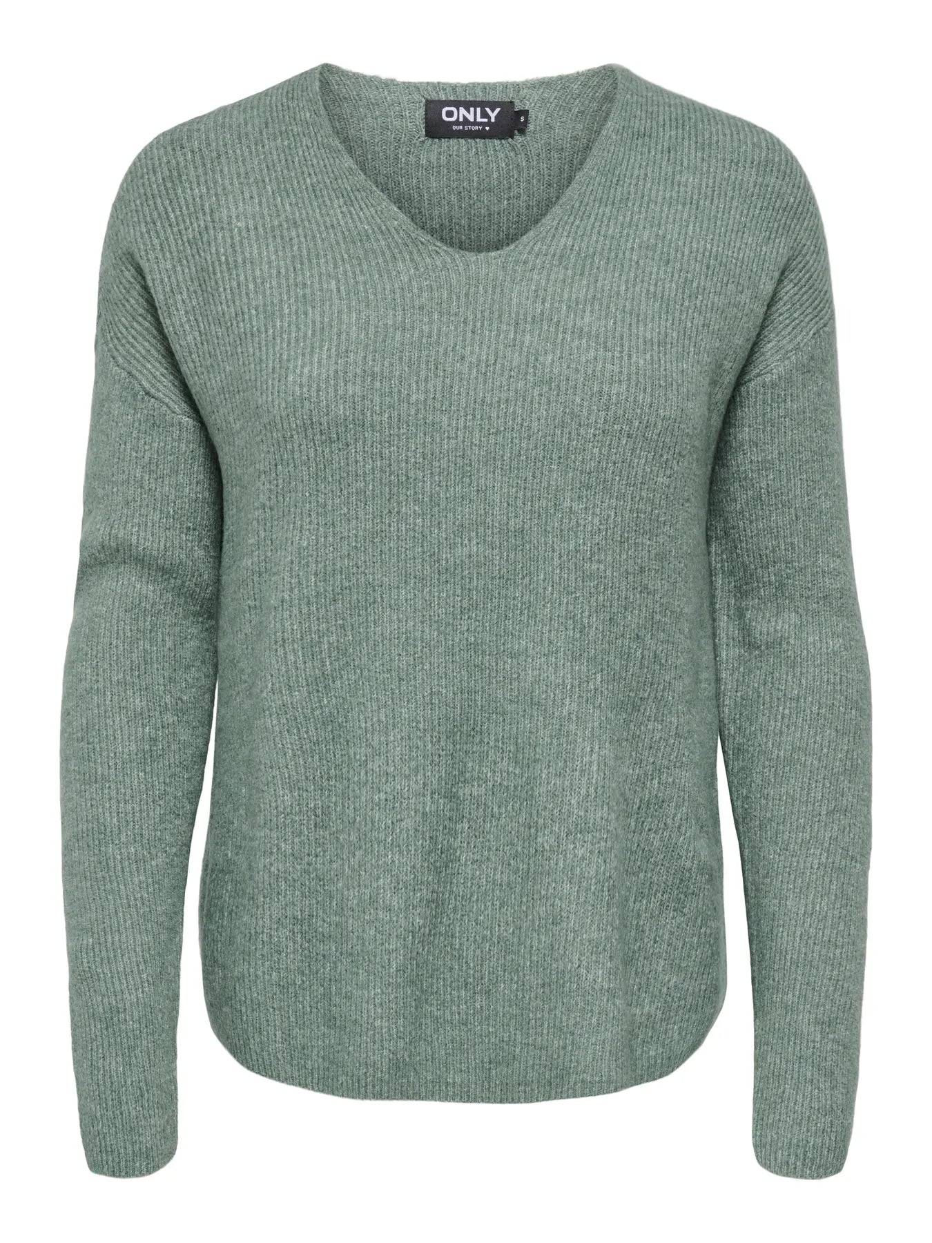 ONLY - CAMILLA V-NECK L/S PULLOVER KNIT - LAUREL WREATH MELANGE